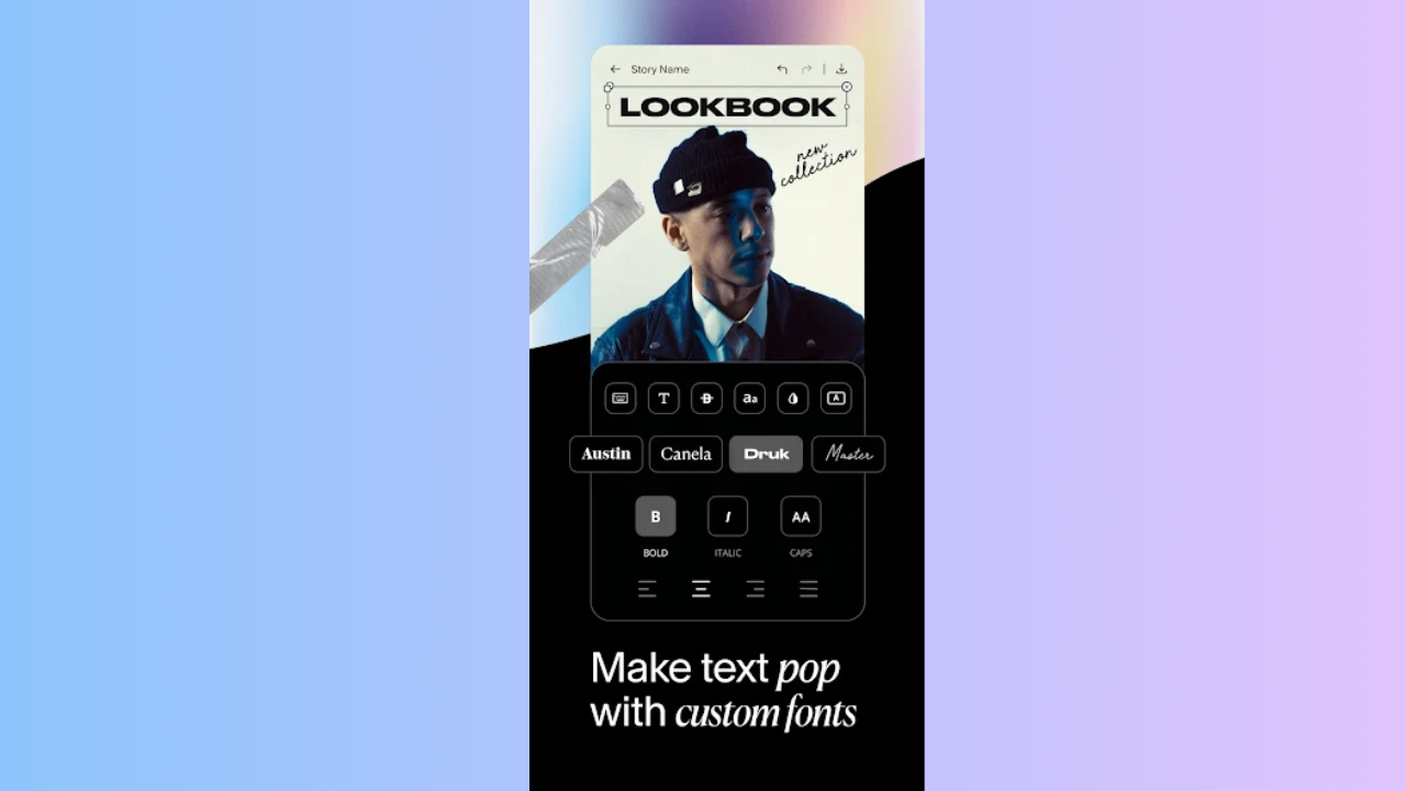 Unfold app for text animation
