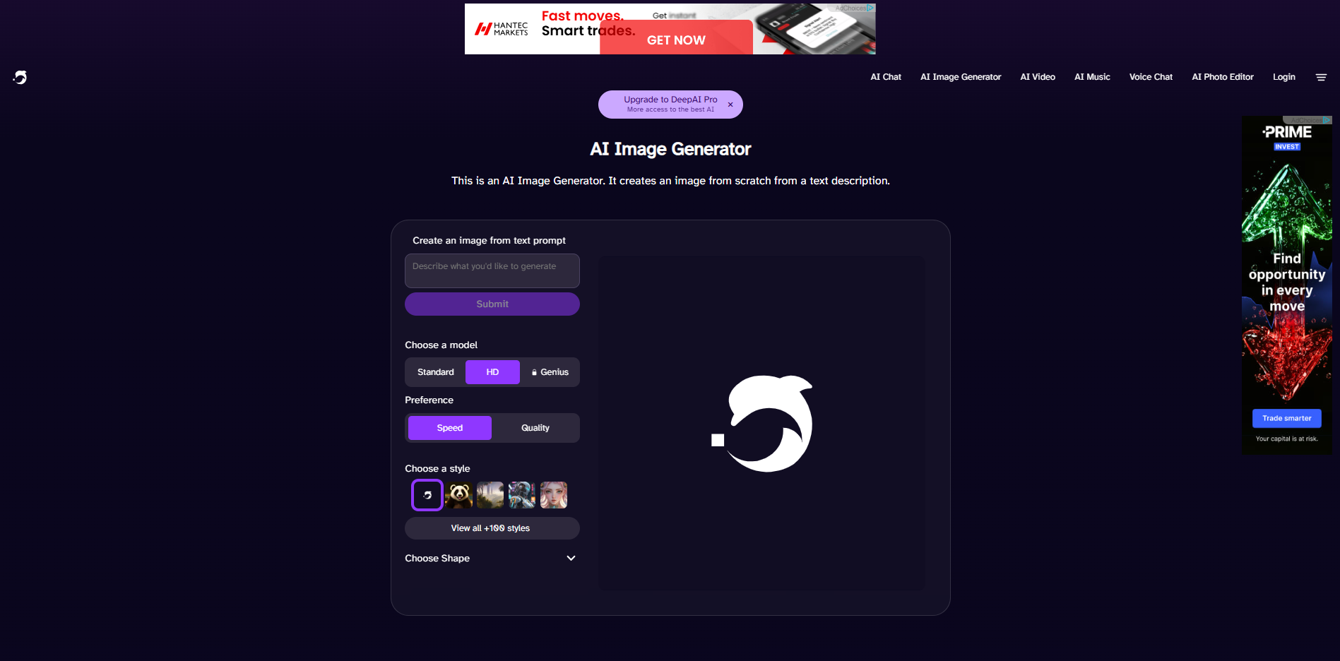Accessing DeepAI text to image tool