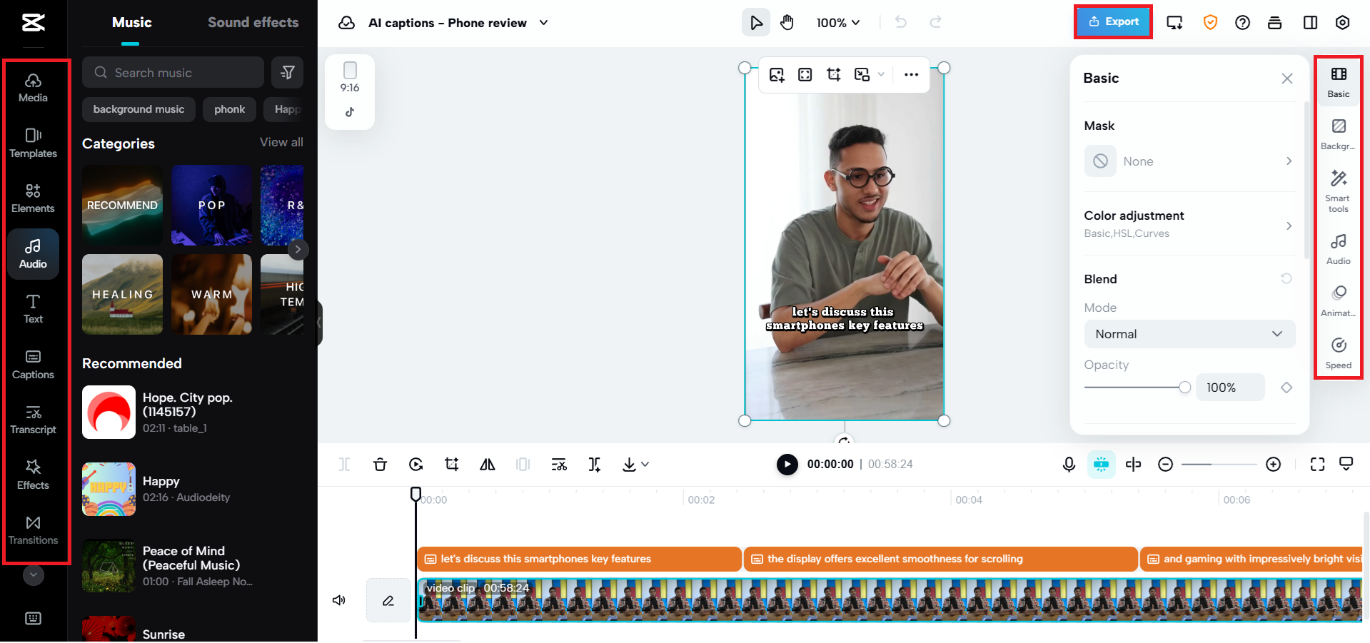 Export or enhance your video further