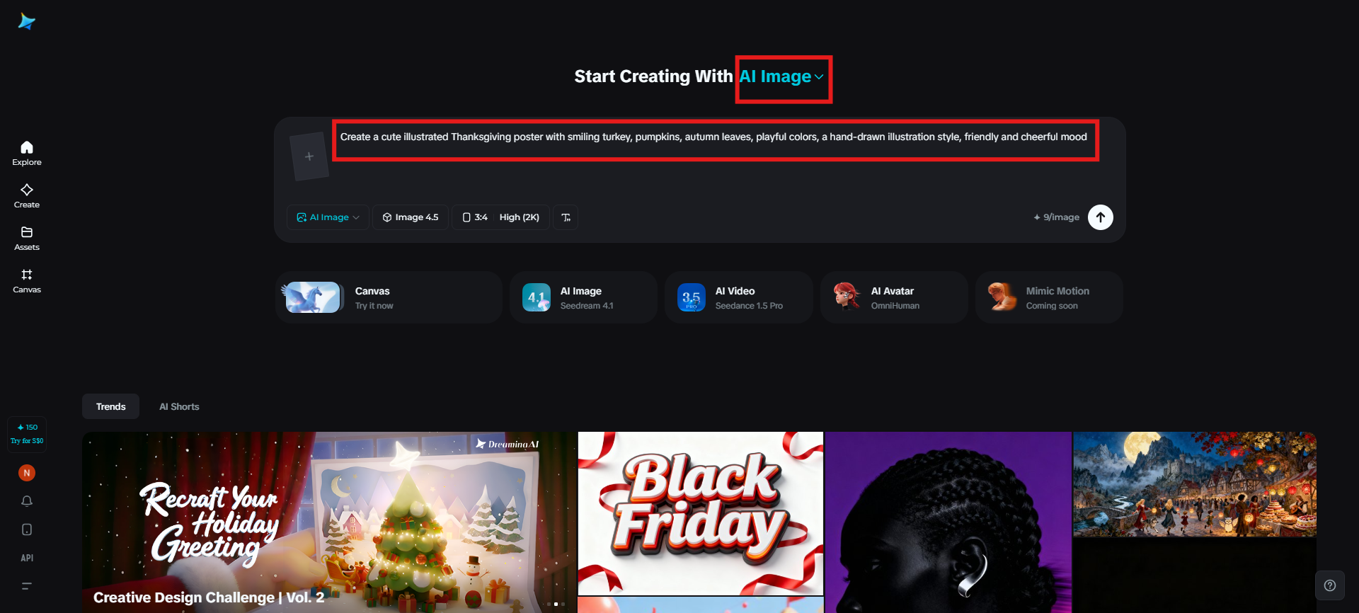 Enter prompts to create a poster
