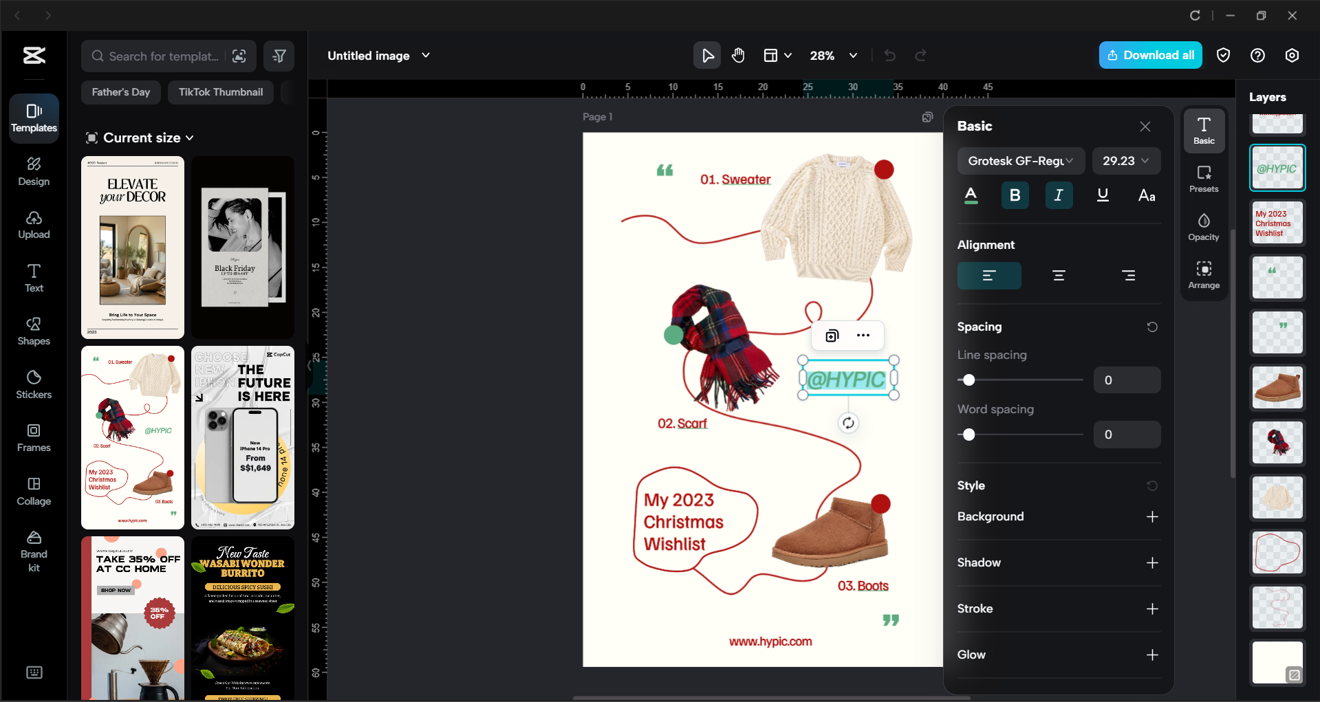 Interface of the CapCut desktop video editor - an easy way to edit poster templates