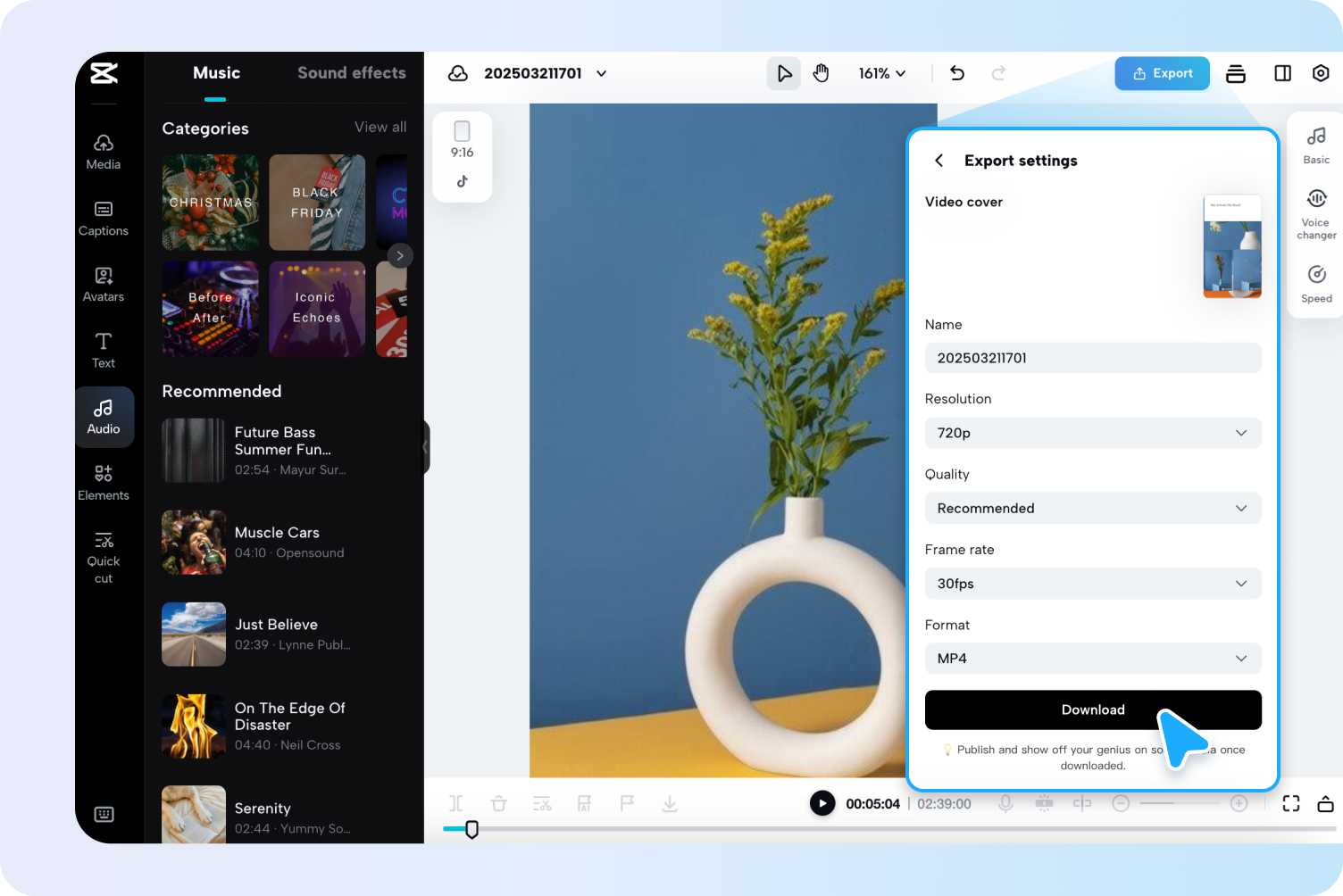 Експортуйте та завантажте своє фінальне відео.