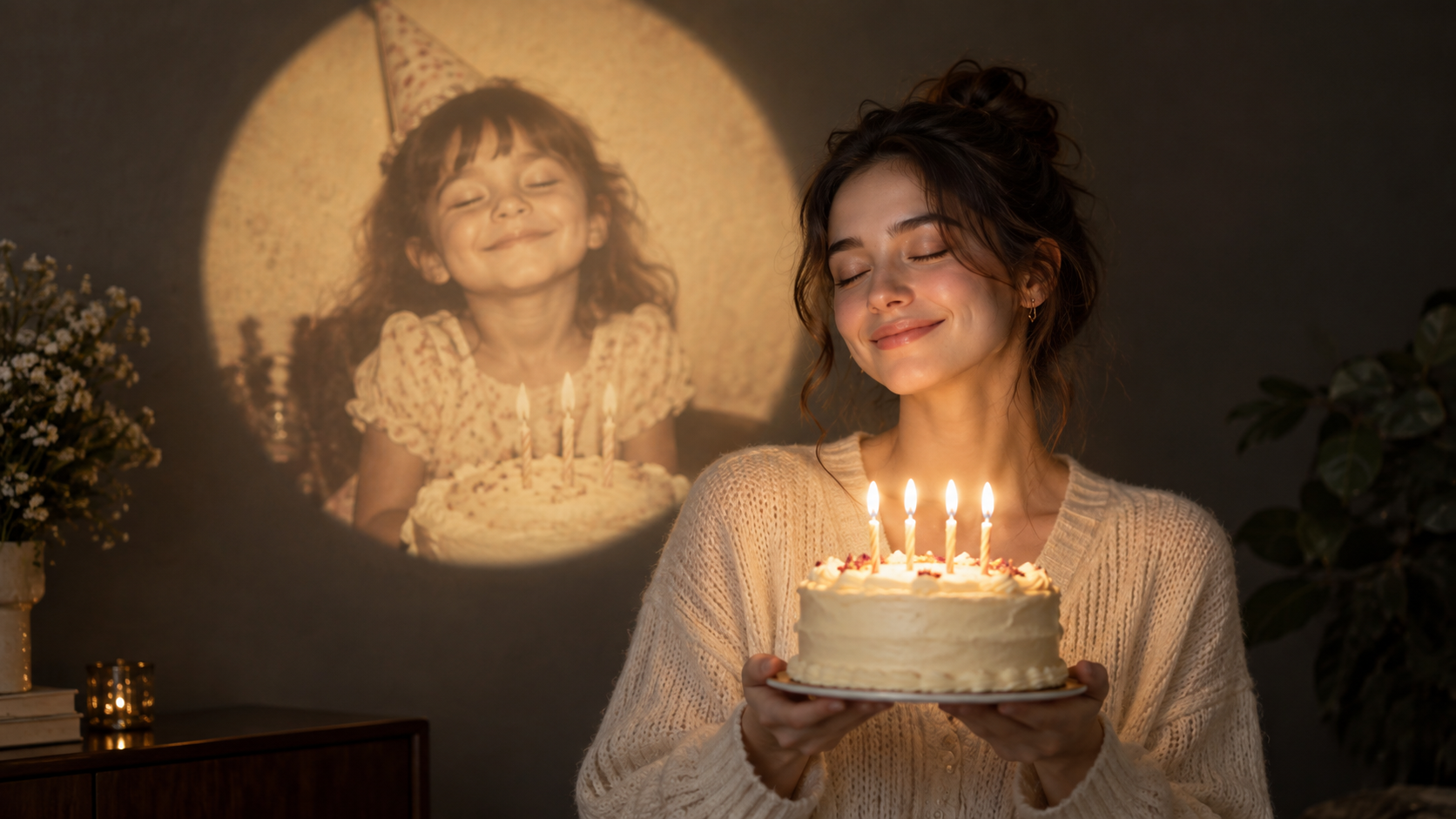 childhood birthday memory AI photo: Projected Childhood Memory