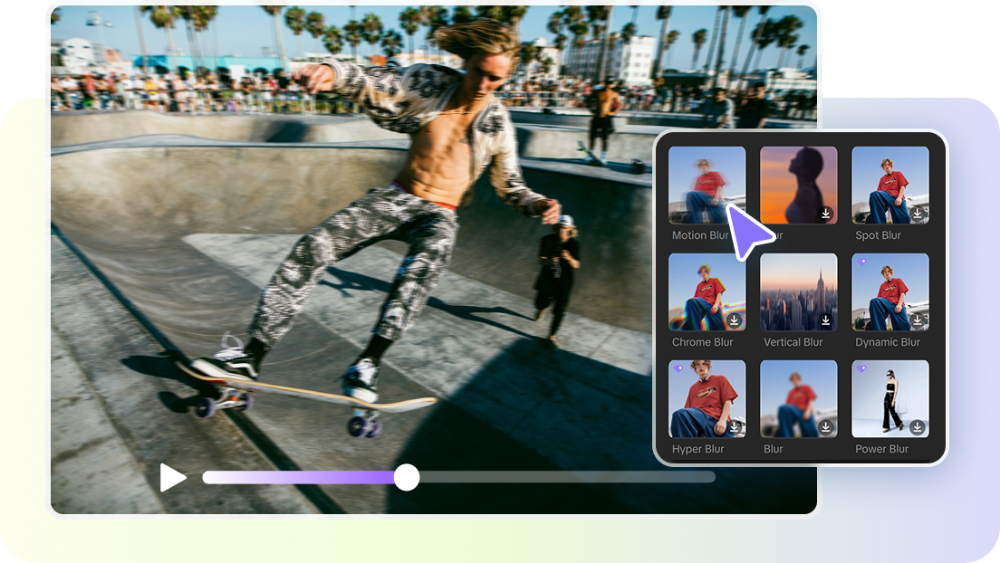 Ready-made preset motion blur effects in CapCut