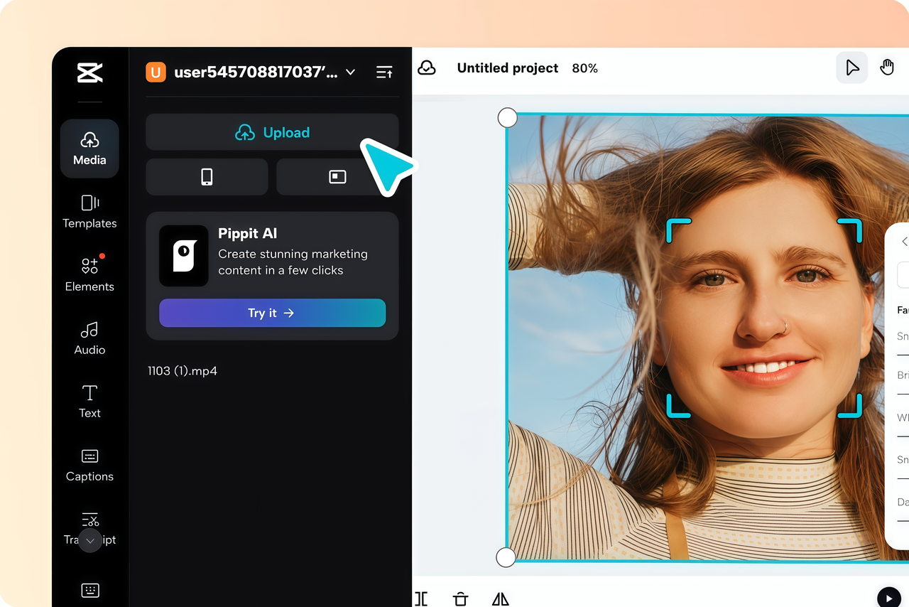 Upload video to CapCut