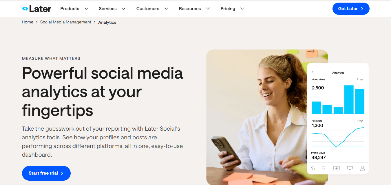 Later para análises do Instagram