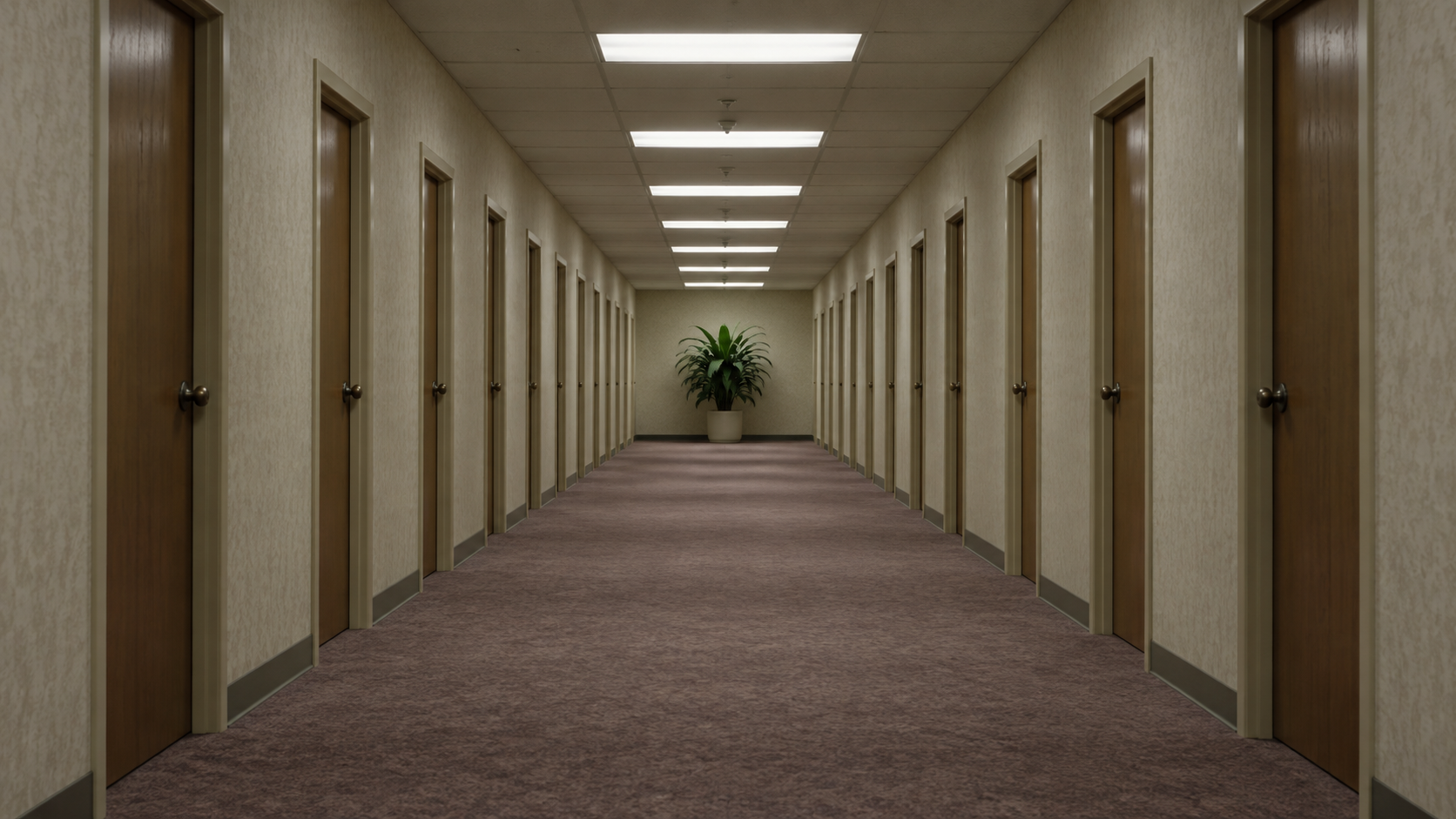 AI weirdcore image prompts: Endless Carpeted Hall