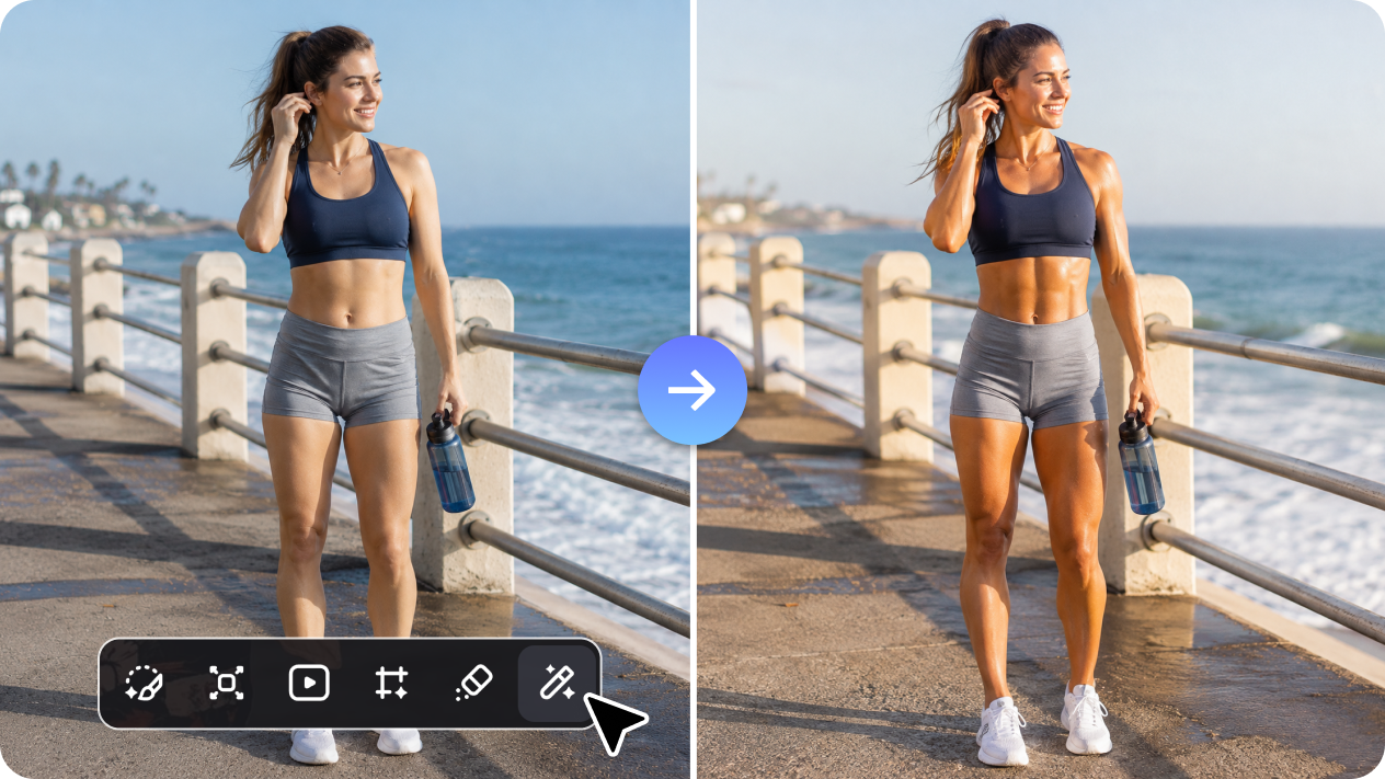 Blend the edit into your real skin and lighting 