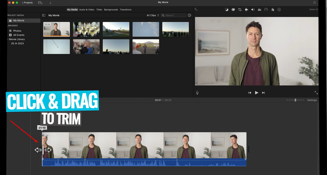 Editing the screen recording in iMovie
