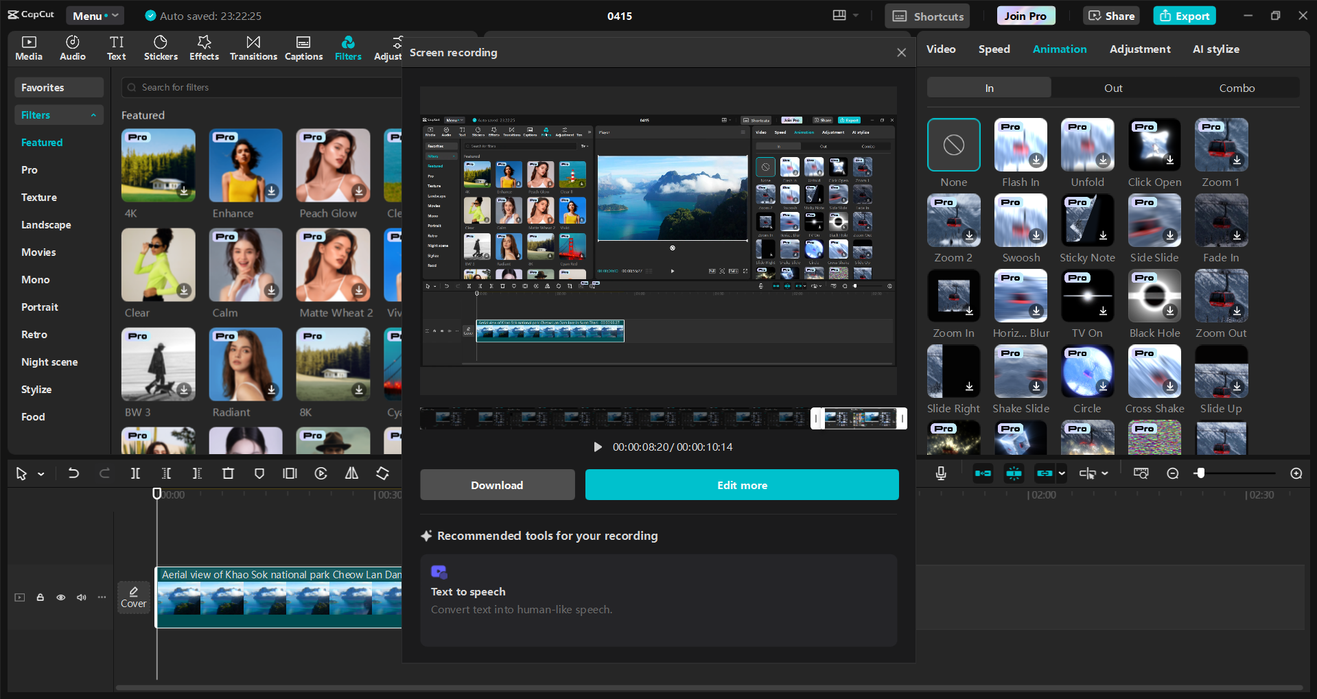 Antarmuka editor video desktop CapCut - cara alternatif untuk merekam layar di PC