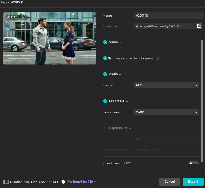 Export and share