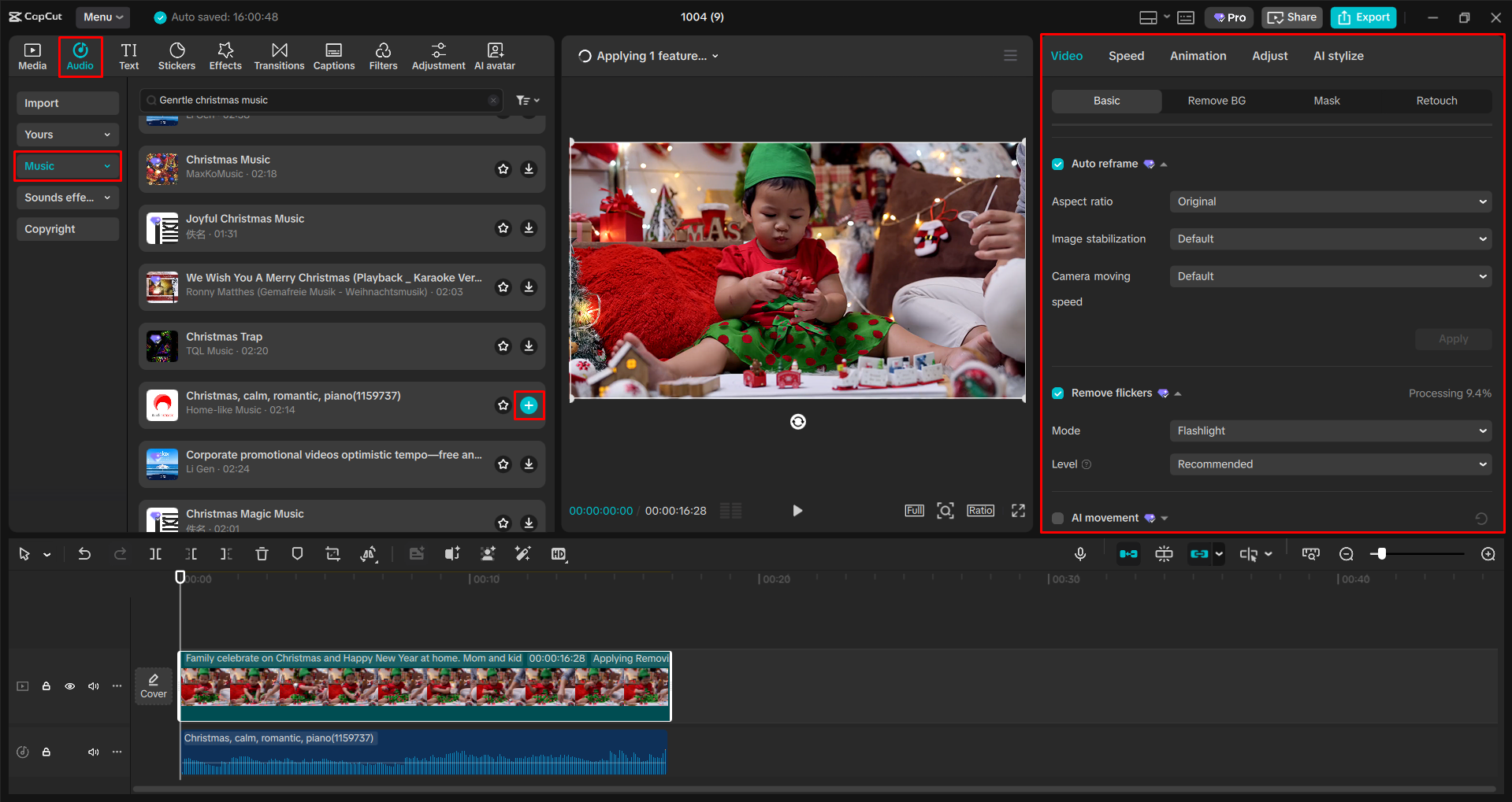 Adding music to a video with the CapCut desktop video editor