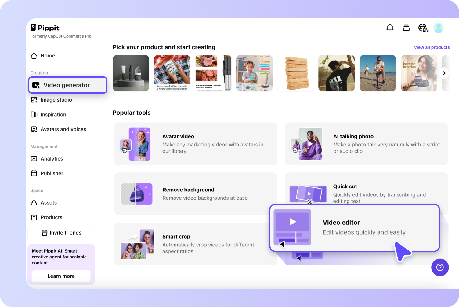 Access the Video editor