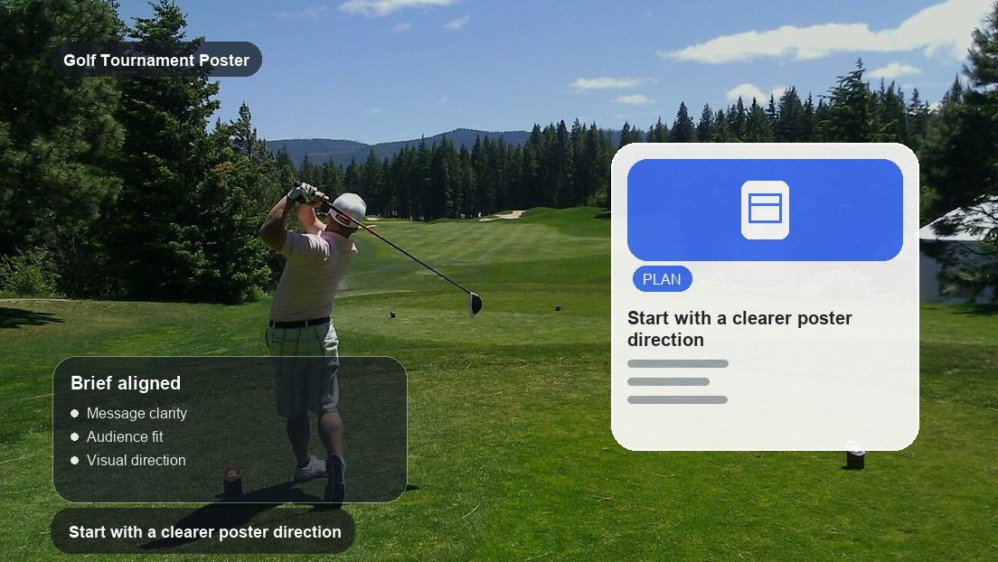 Golf Tournament Poster Maker realistic image for start with a clearer poster direction