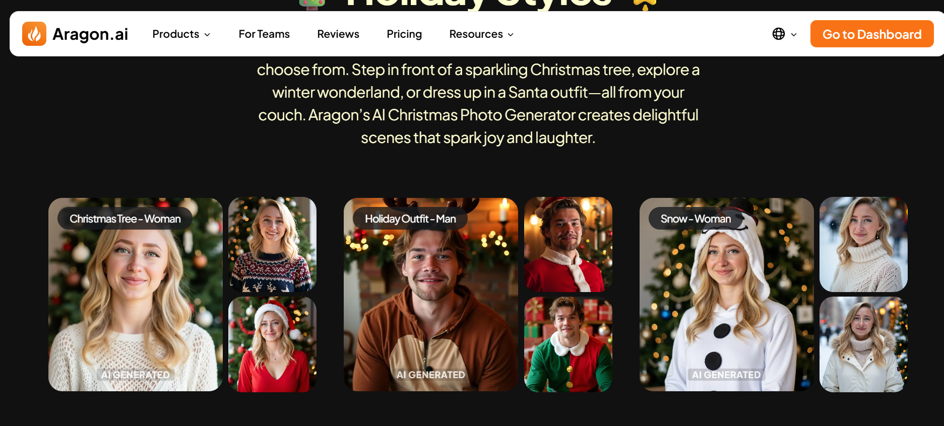 Aragon AI Christmas generator homepage