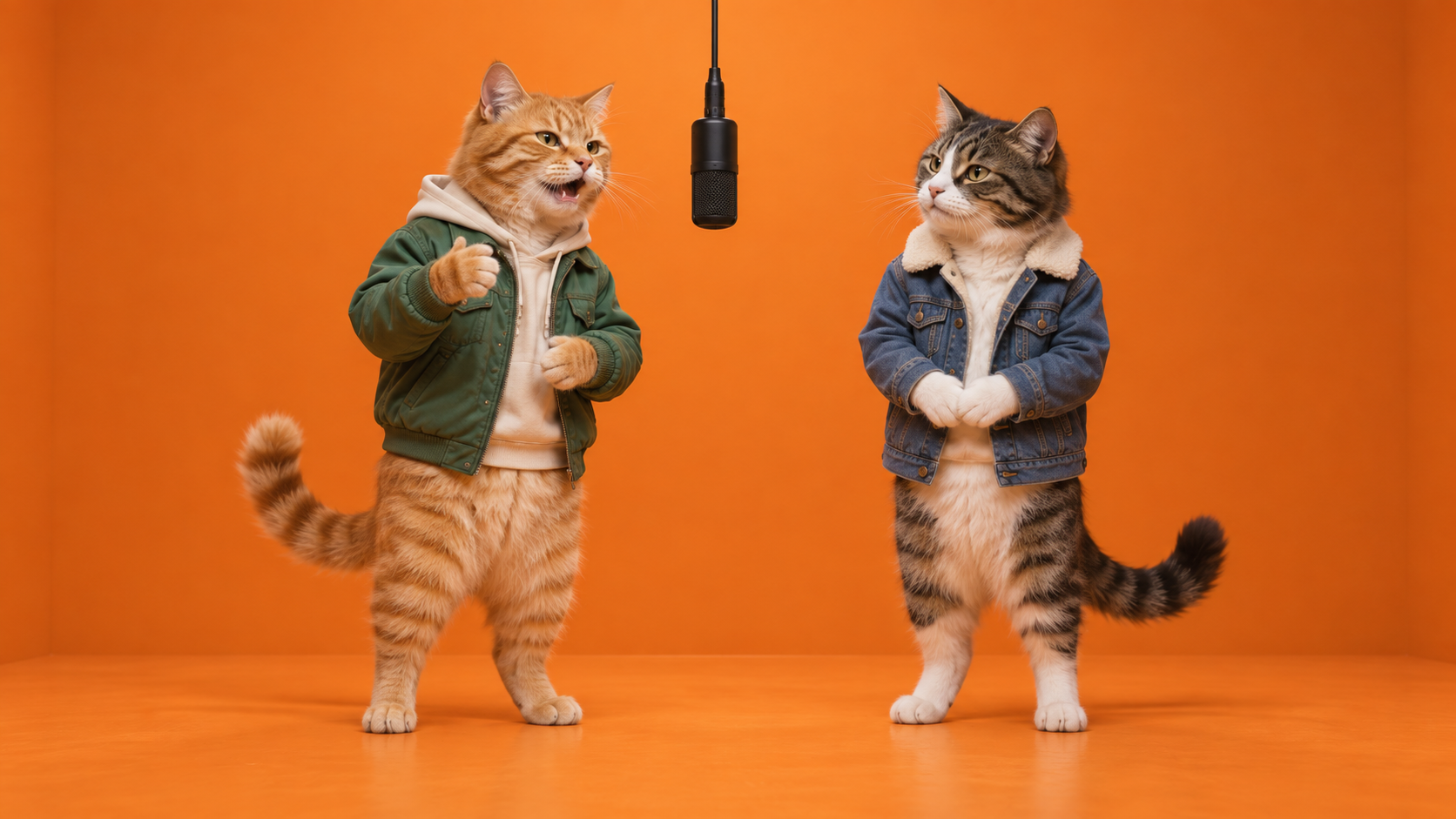 Two Rapping Cats example for the Hotel Lobby AI video trend