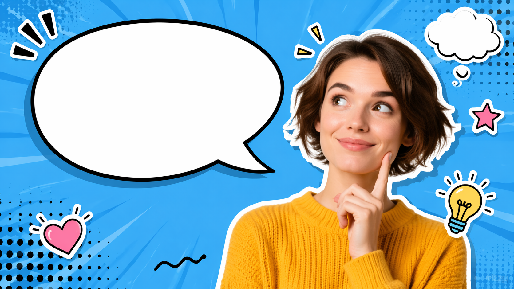 Dreamina add a speech bubble to a picture 16:9 AI-generated hero image