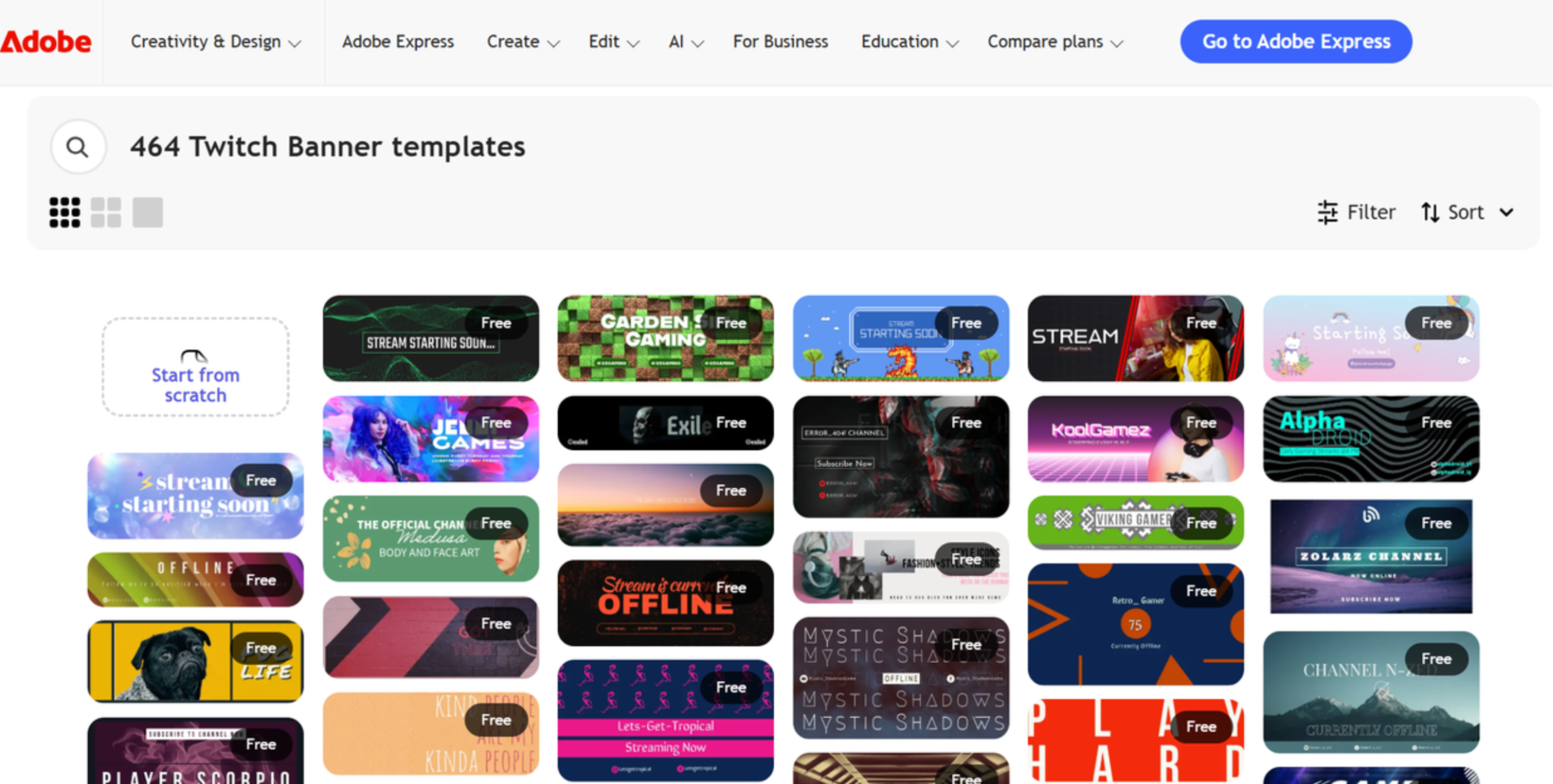 Adobe - the handy tool to find Twitch banner templates for download