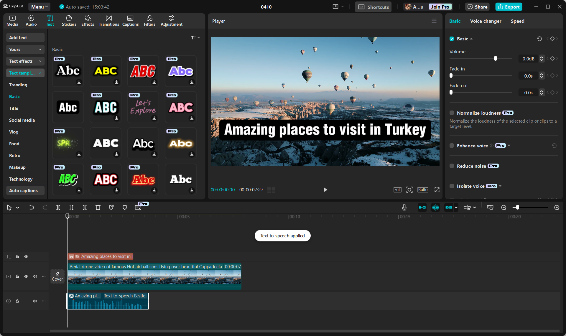 Rozhraní aplikace CapCut Desktop