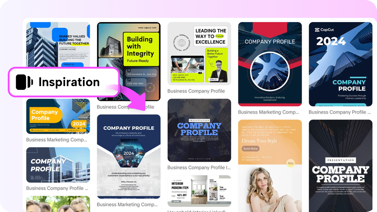 Preset profile design templates 