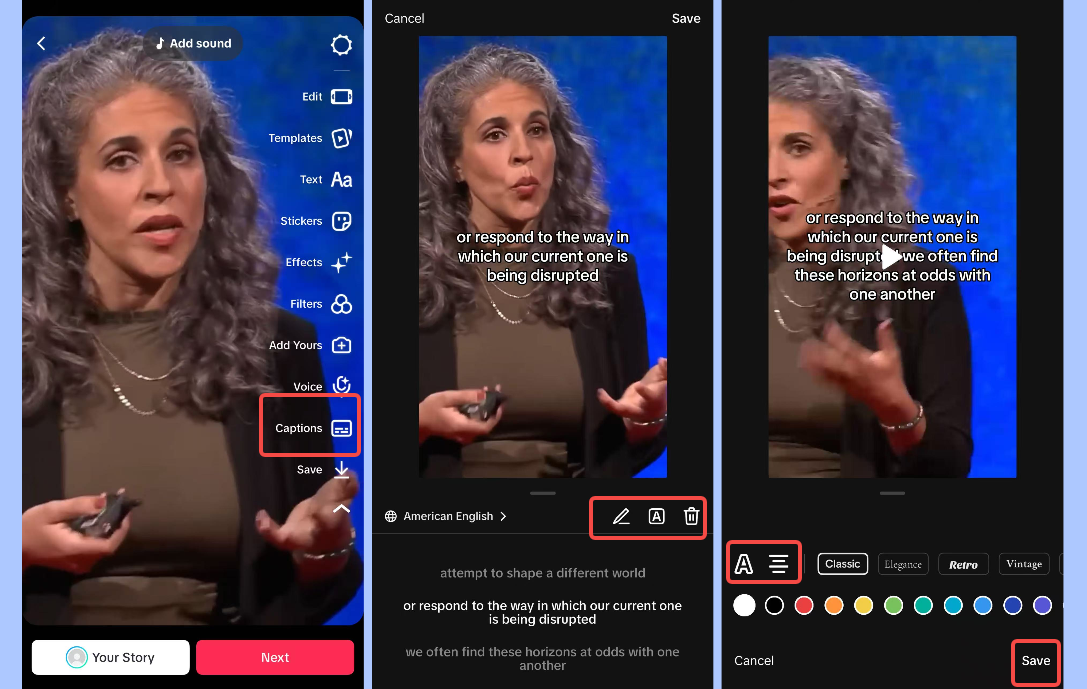 Adding captions to TikTok videos automatically using the TikTok app