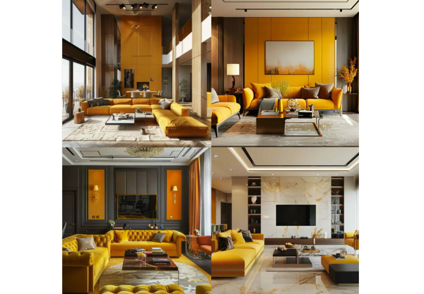 A living room in yellow color