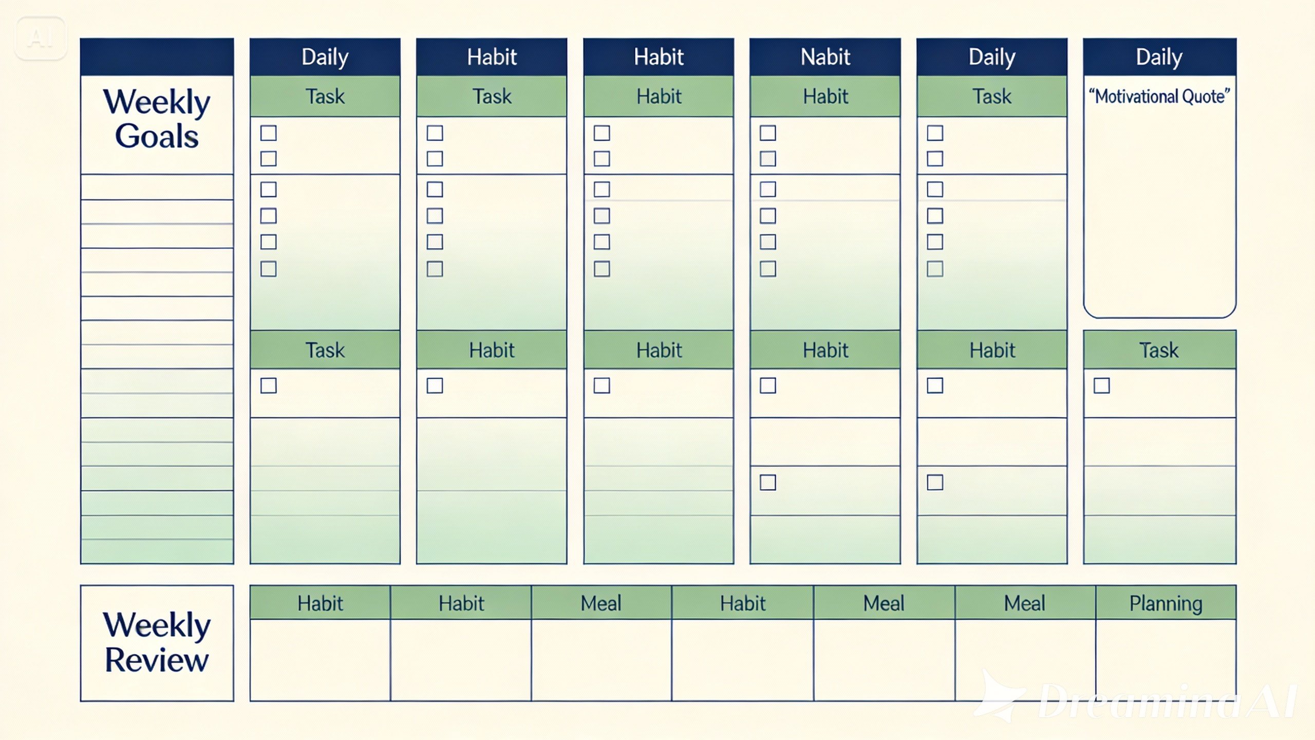 Weekly productivity planner