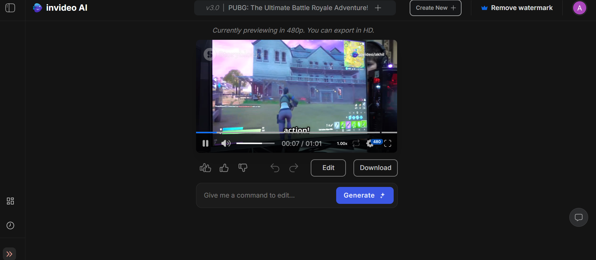 InVideo AI caption generator