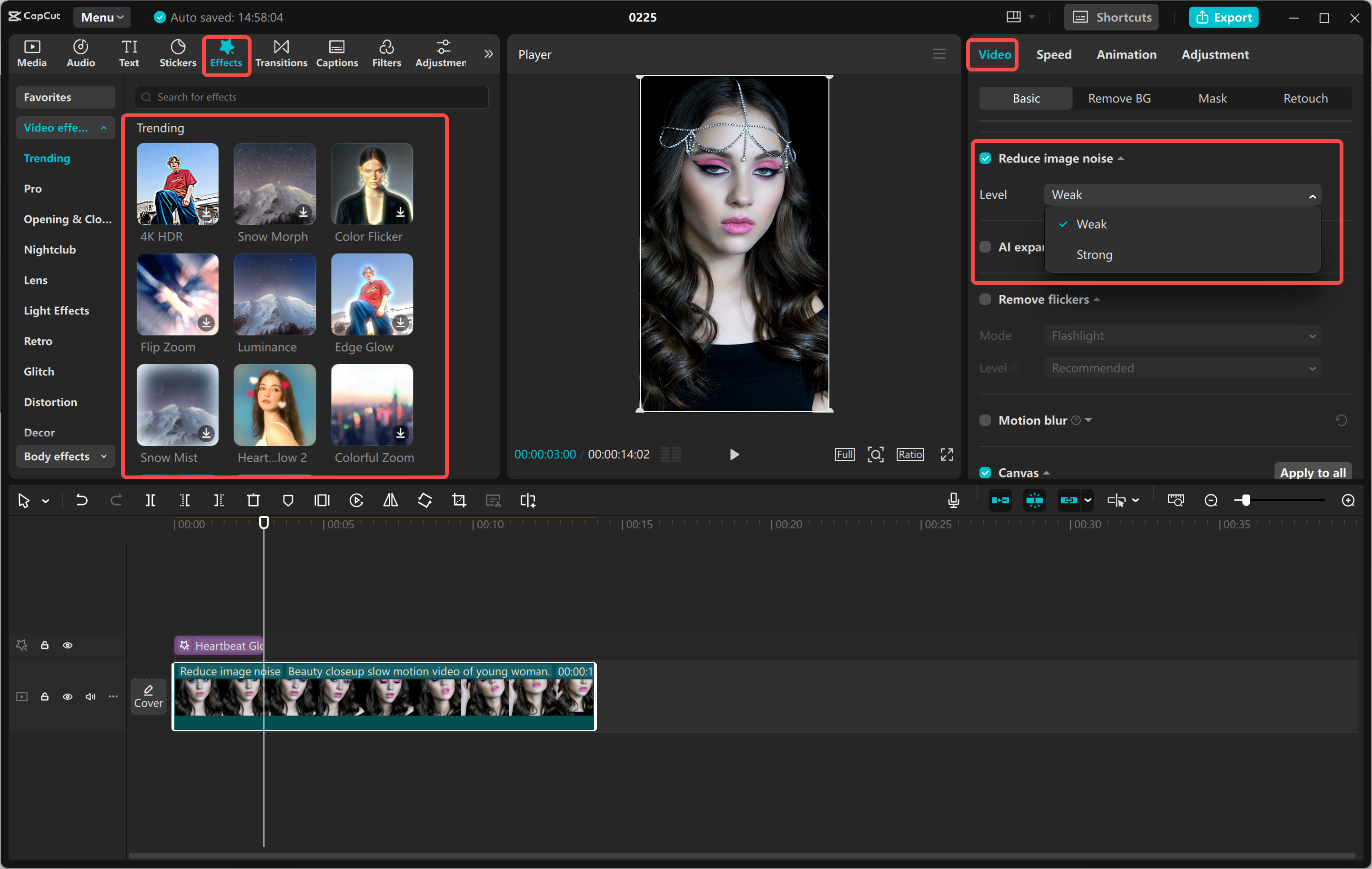 Enhancing Instagram Reel using various tools in the CapCut desktop video editor