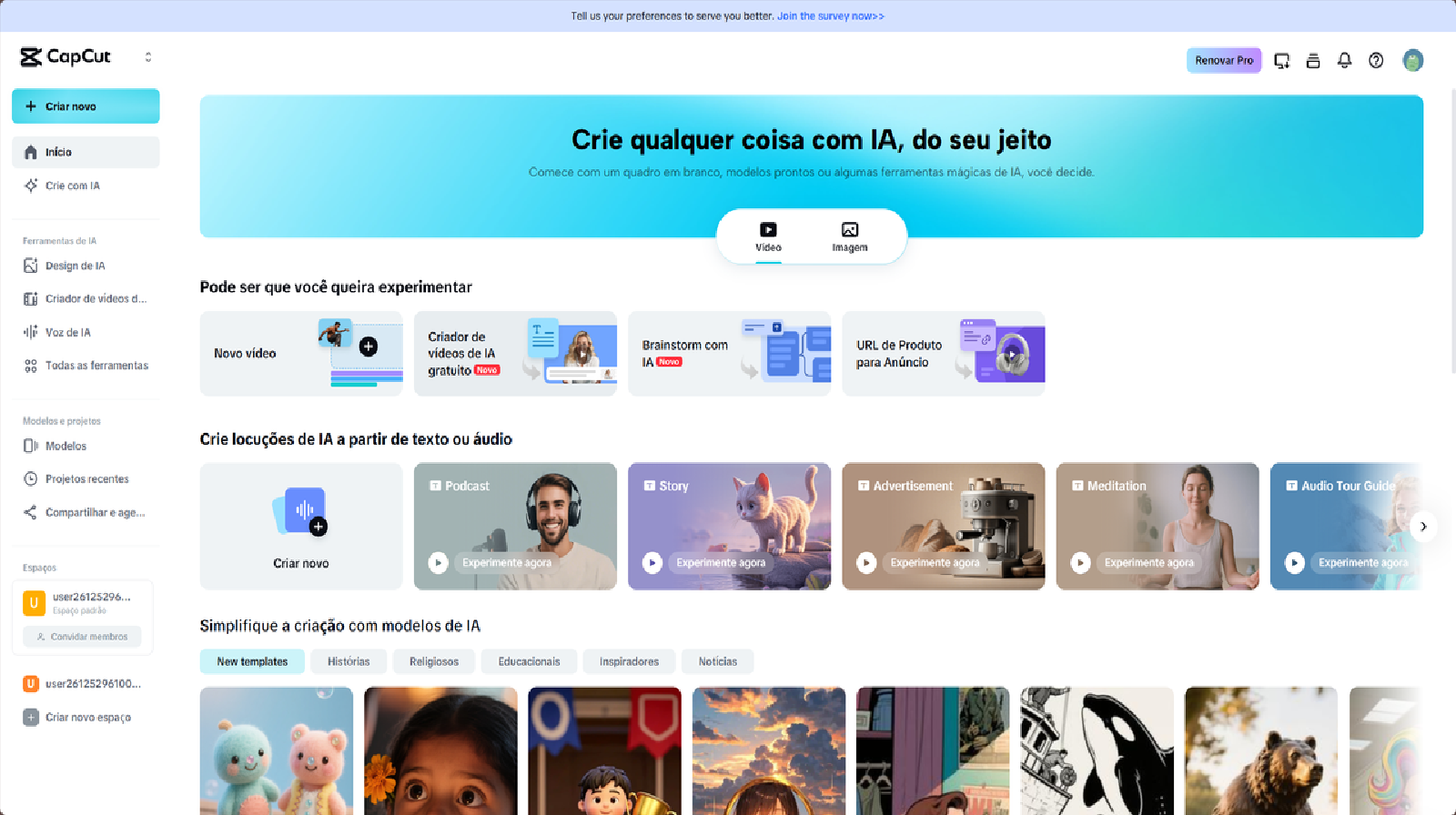 Escolha um modelo de vídeo para Carnaval ou comece do zero.