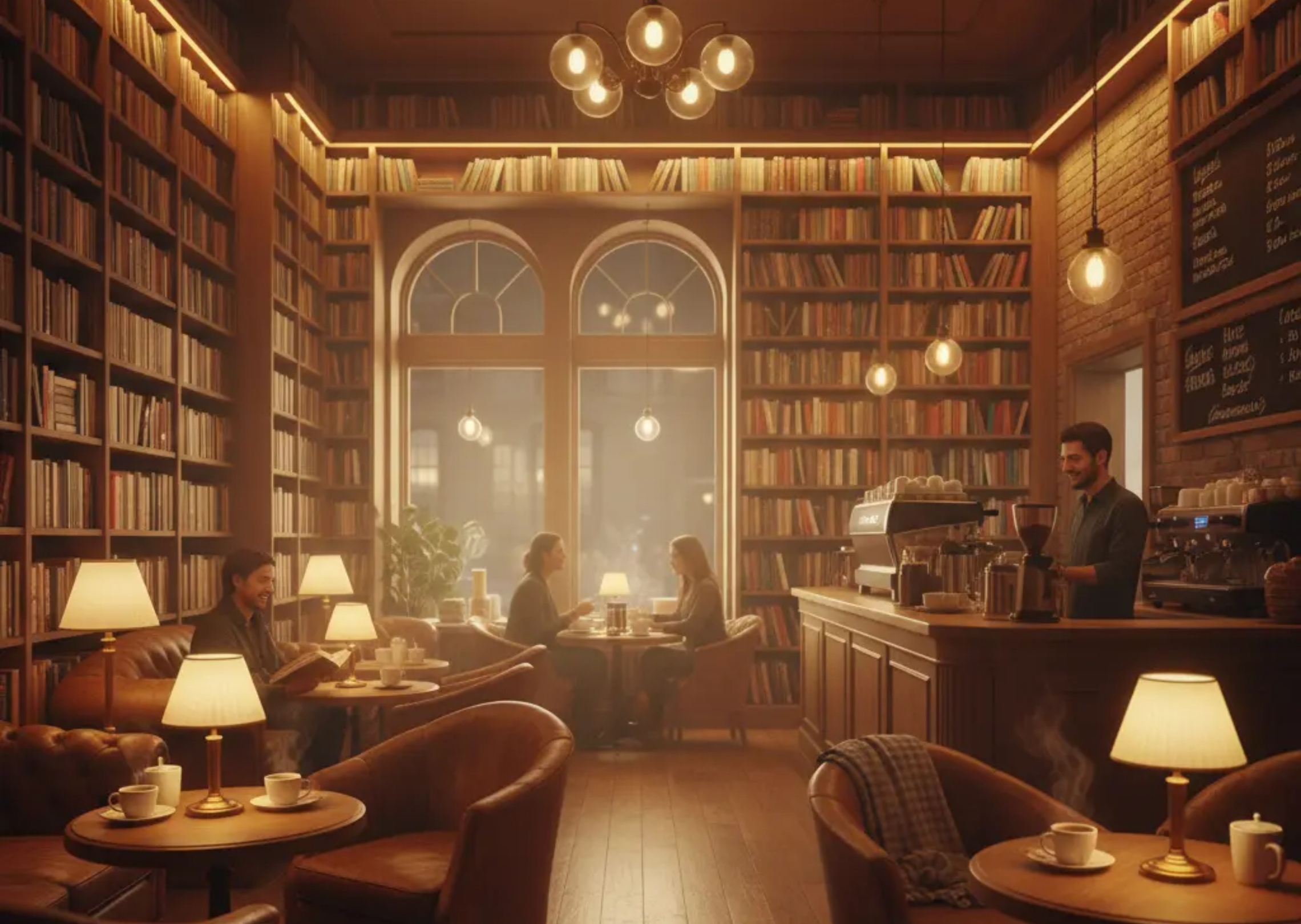 Затишний інтер 'єр кафе на ніч