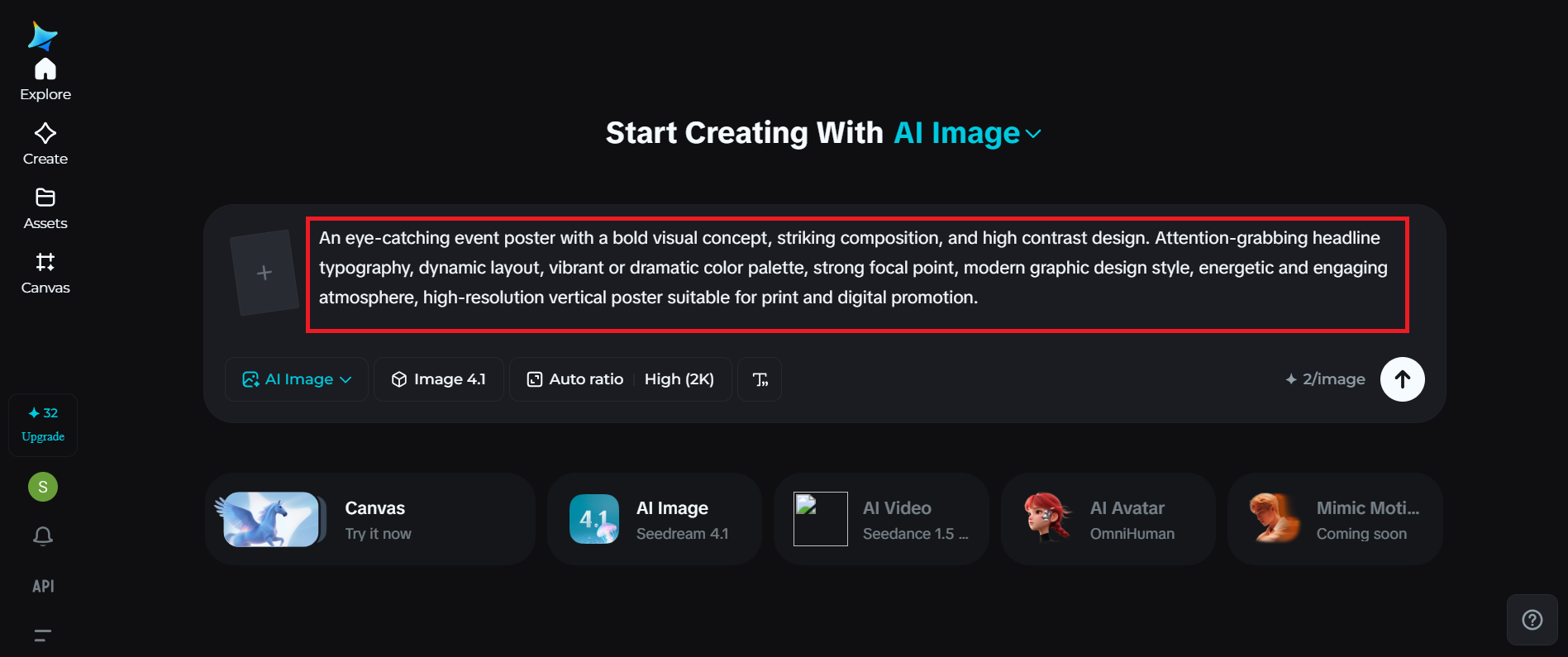 Tulis prompt untuk desain poster acara sederhana