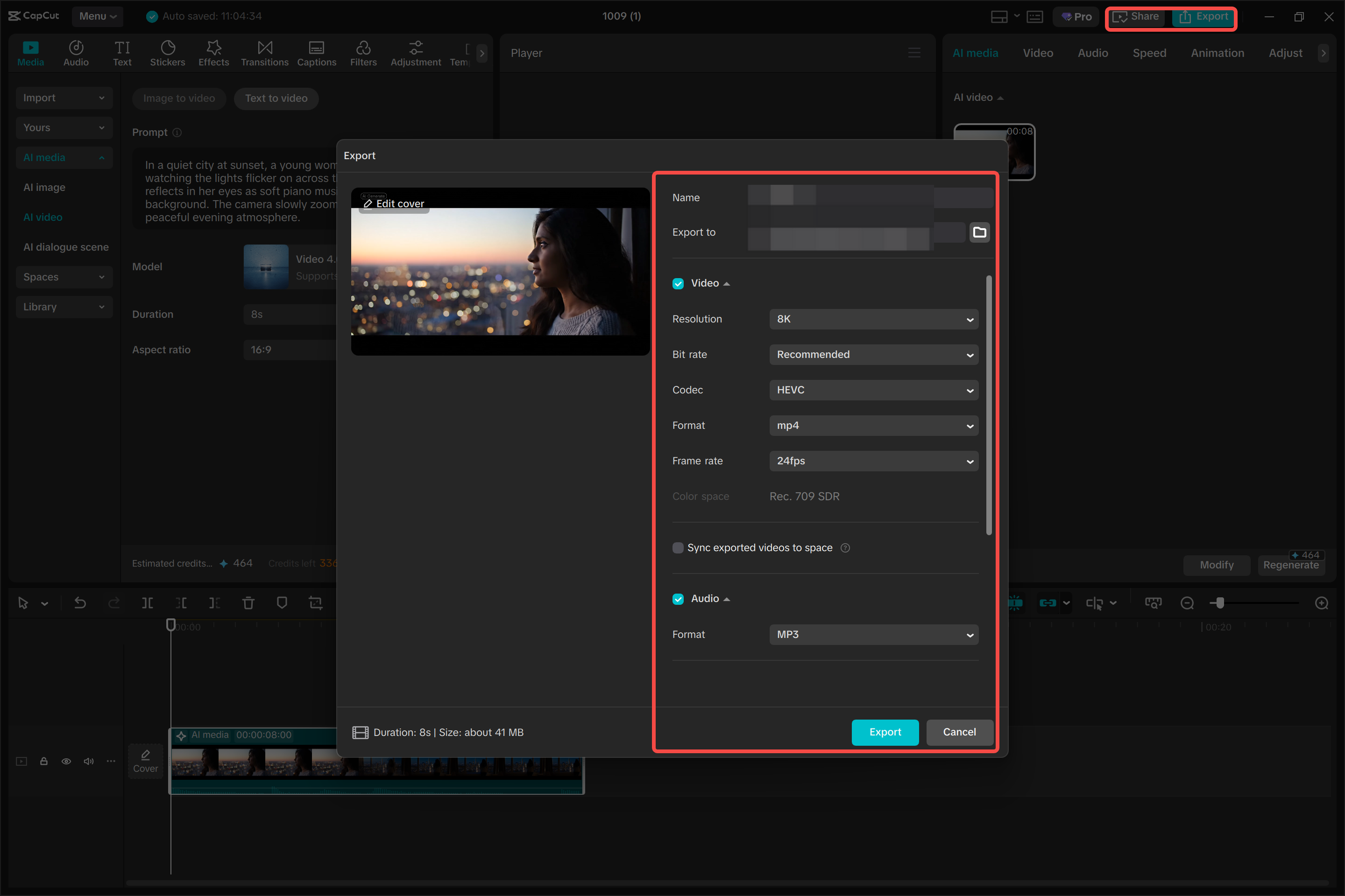 Exporting the final video from the CapCut desktop video editor