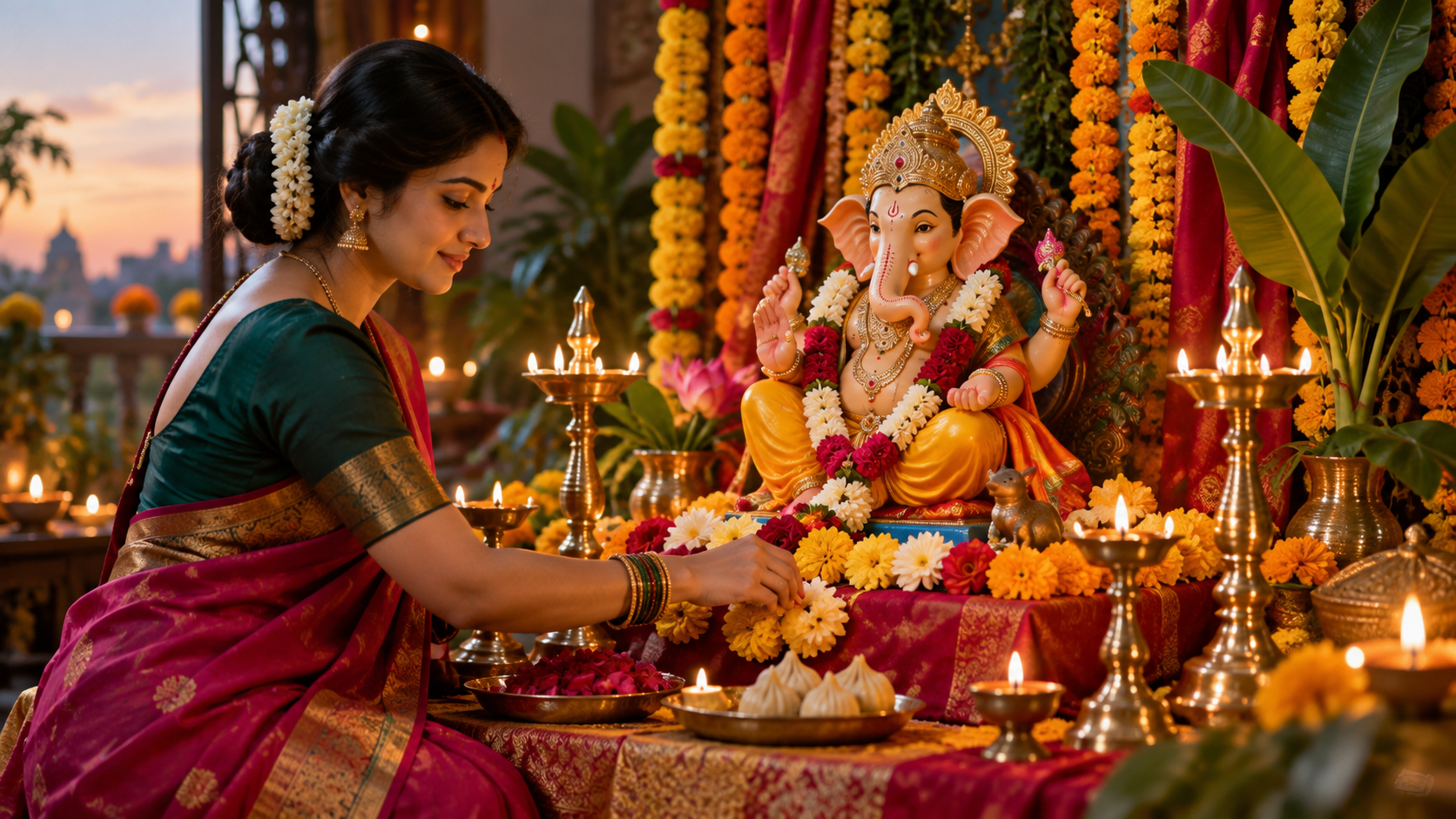 Ganesh Chaturthi AI photo editing prompt prompt example 2
