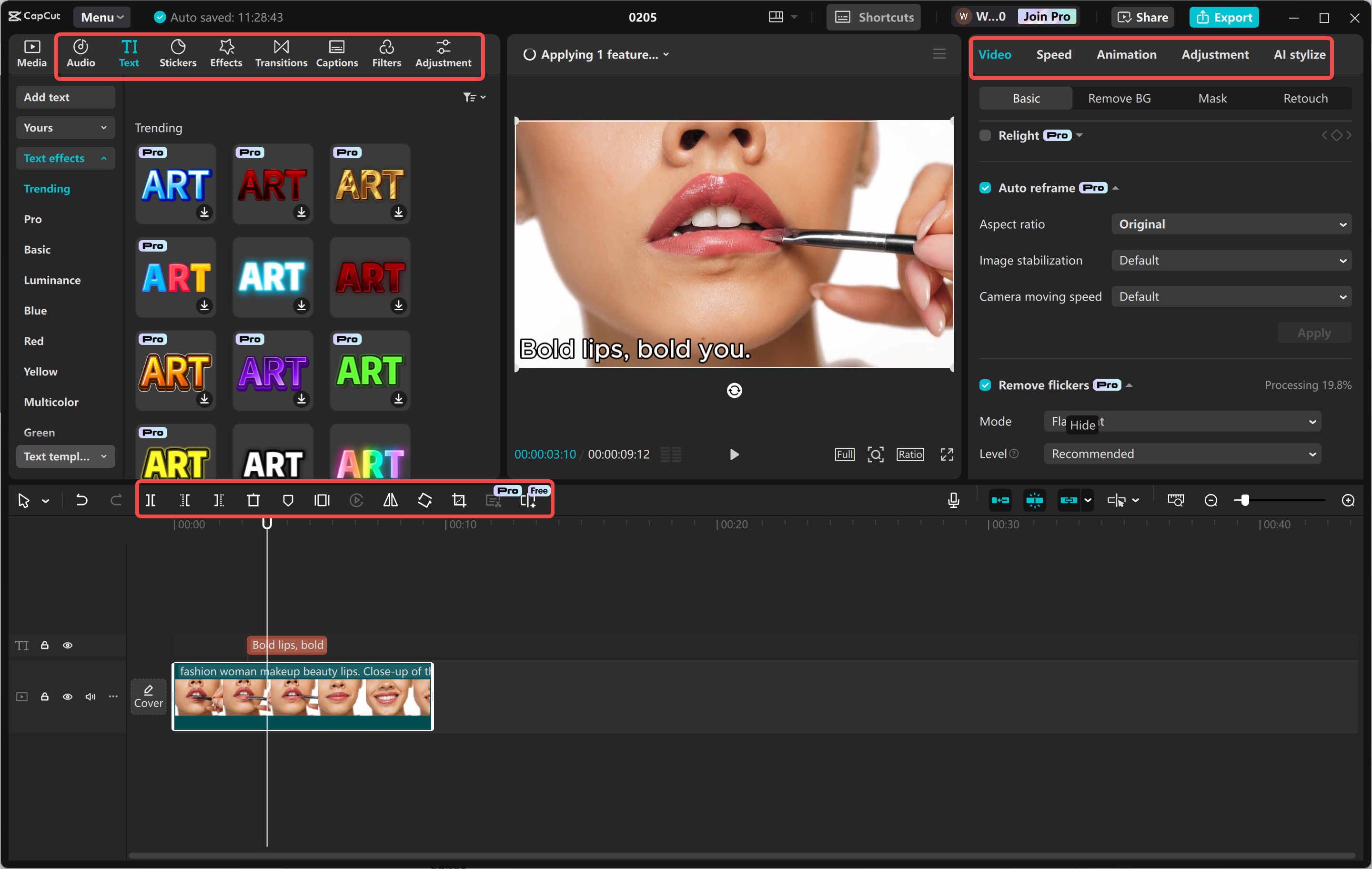 Editing banner ads in the CapCut desktop video editor