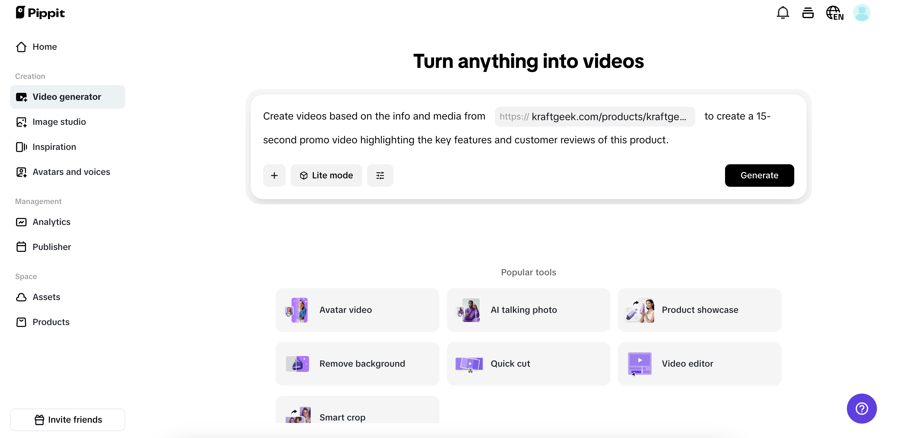 Masukkan petunjuk video Anda