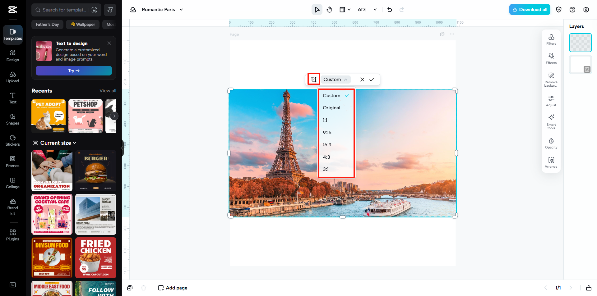 Select the Crop tool