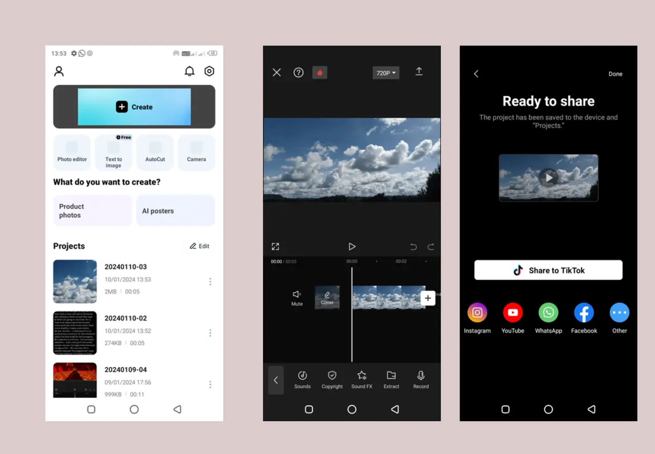 Add music to WhatsApp status using CapCut App