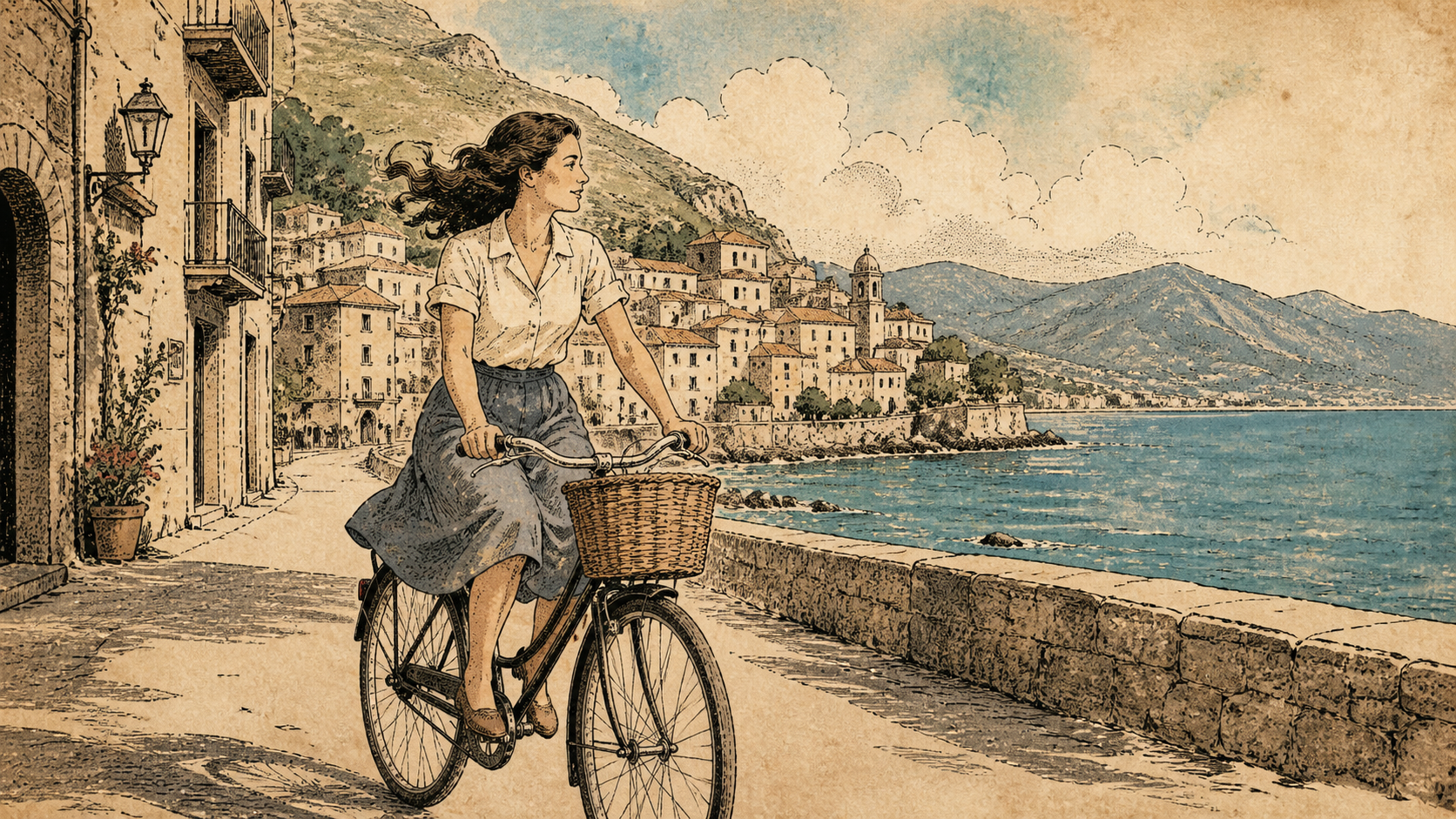 Vintage Hand-inked Illustrated Style original 16:9 effect visual 2