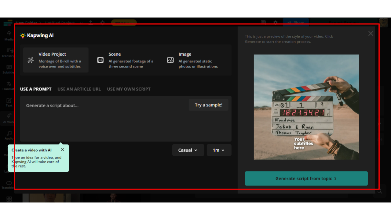 Kapwing AI content creator