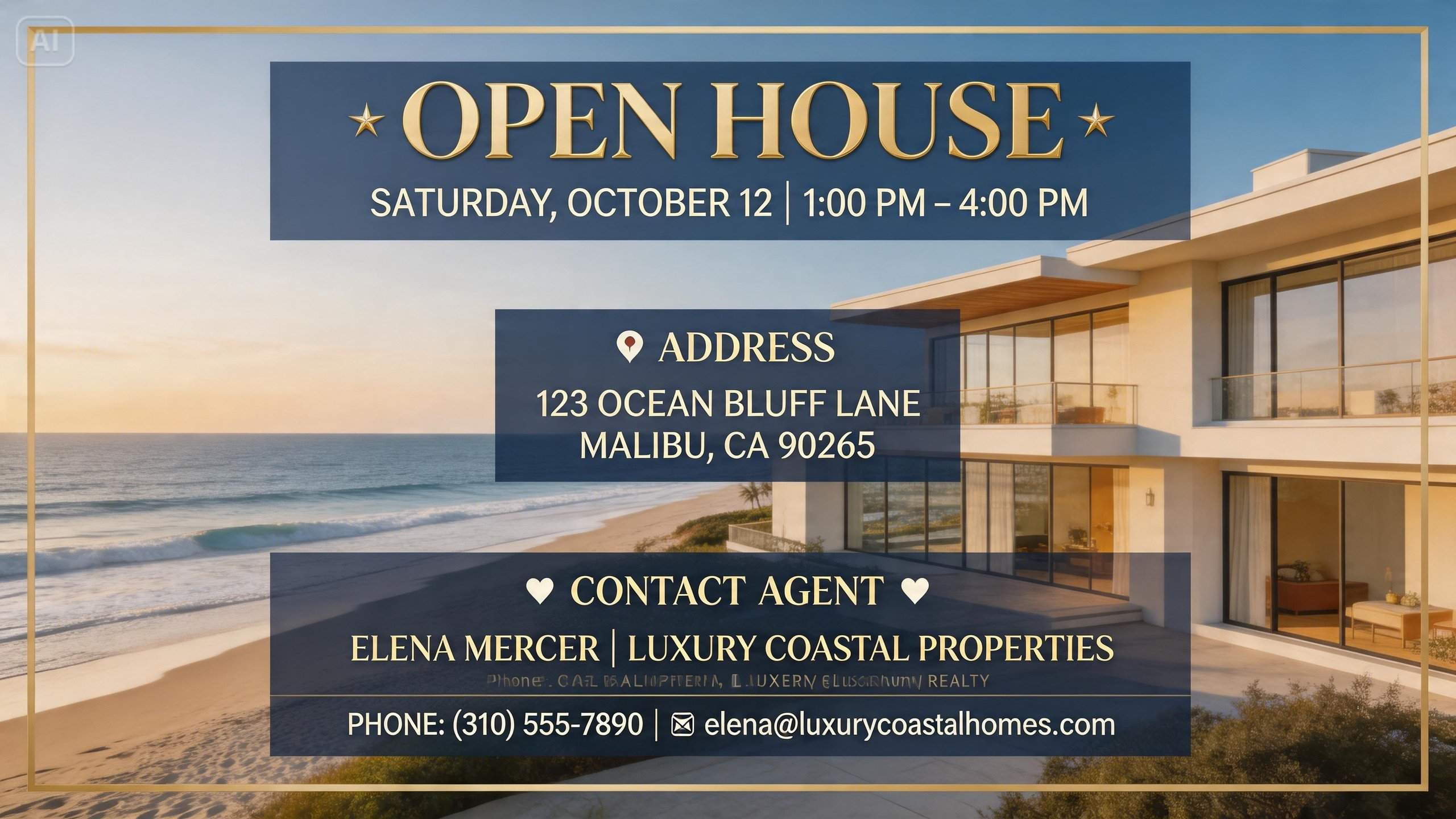 Prompt for a luxury open house flyer