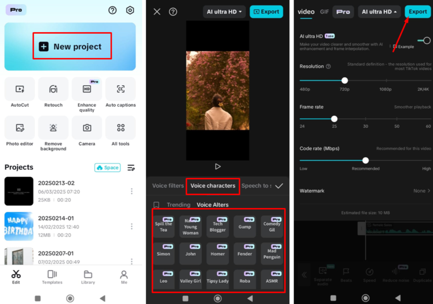 Hình ảnh hướng dẫn cách sử dụng trình chuyển giọng nói từ nam sang nữ của CapCut