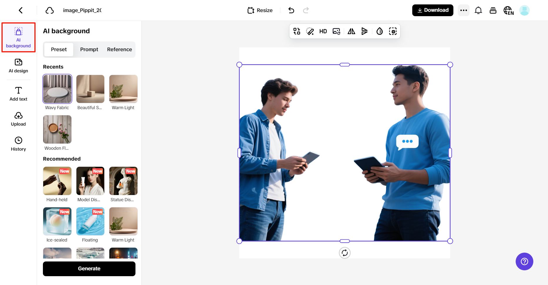 Smart background replacement