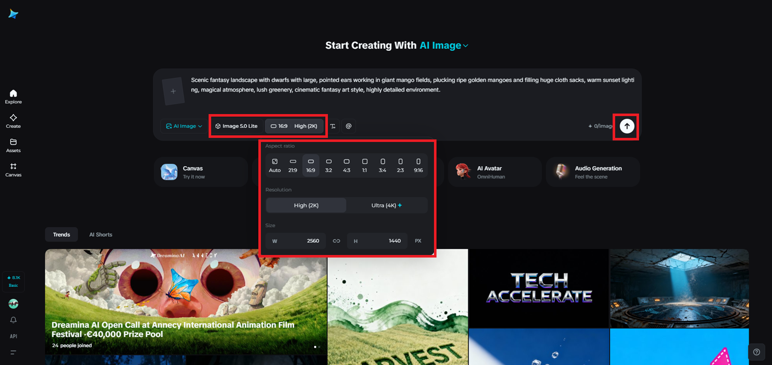 Select the model and adjust image settings