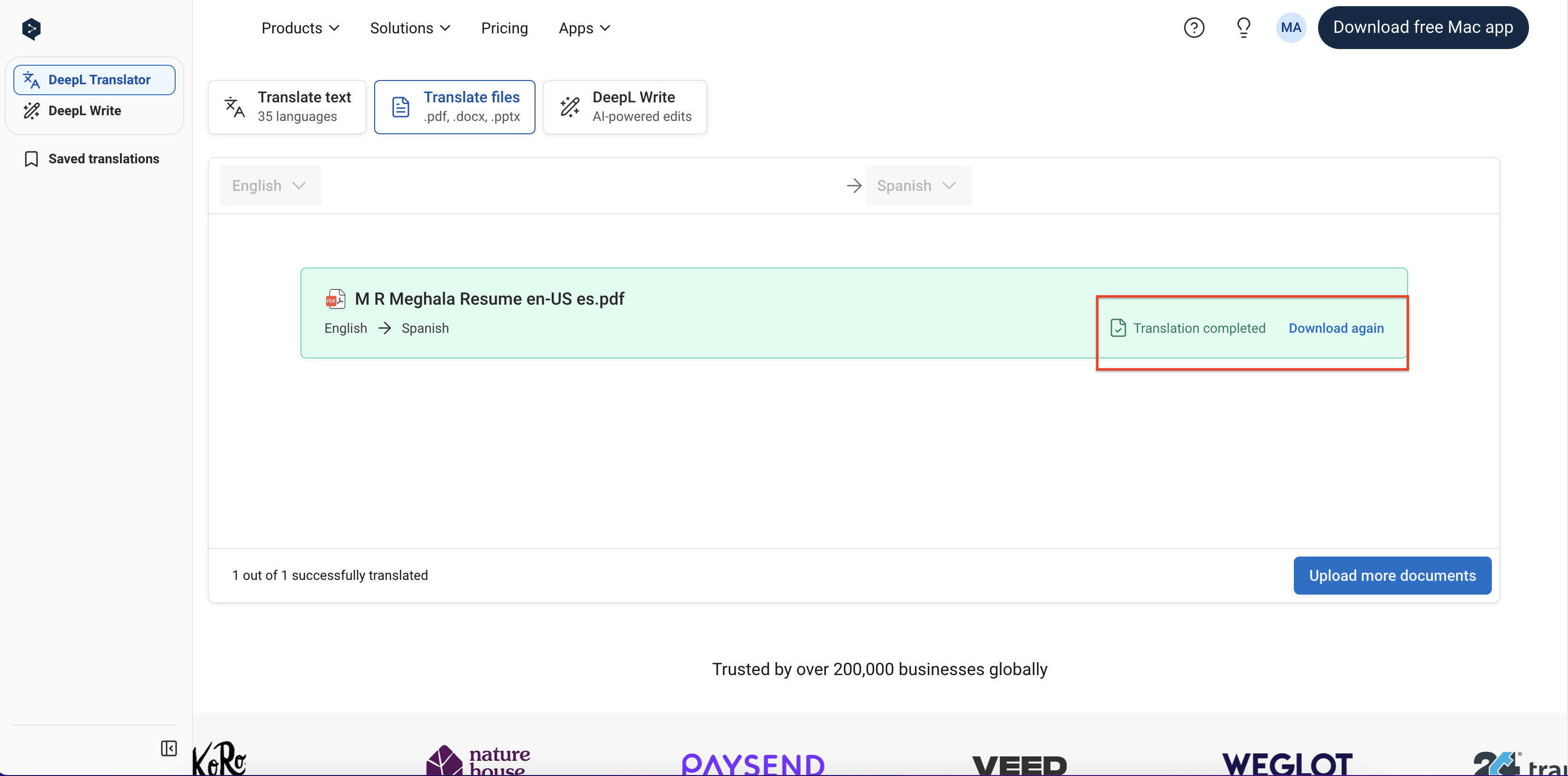 Download the translated document