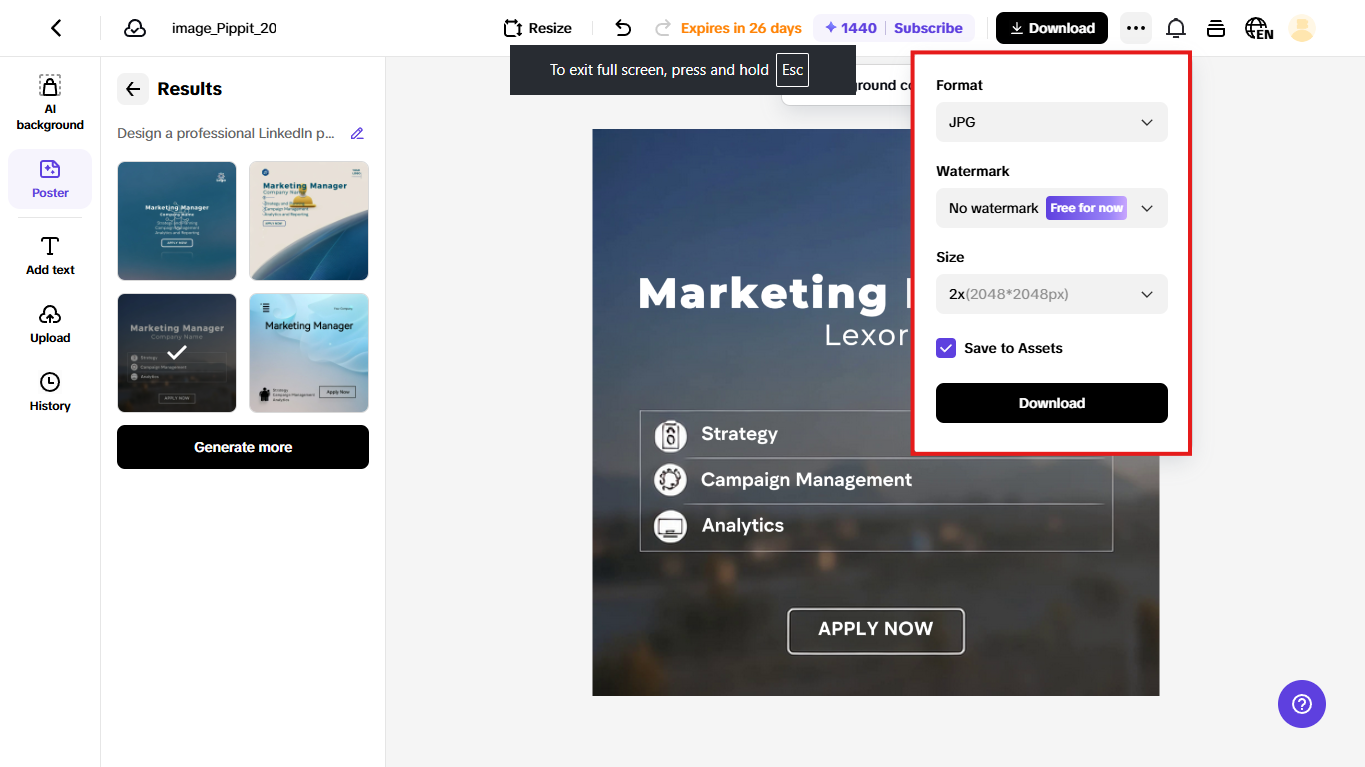 Download your LinkedIn poster