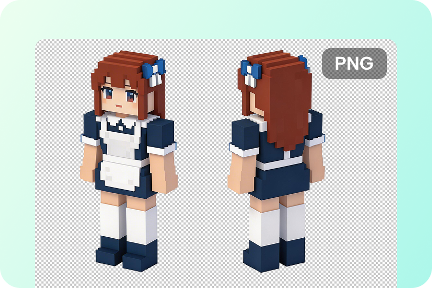 PNG Minecraft skin preview showing front and back character views