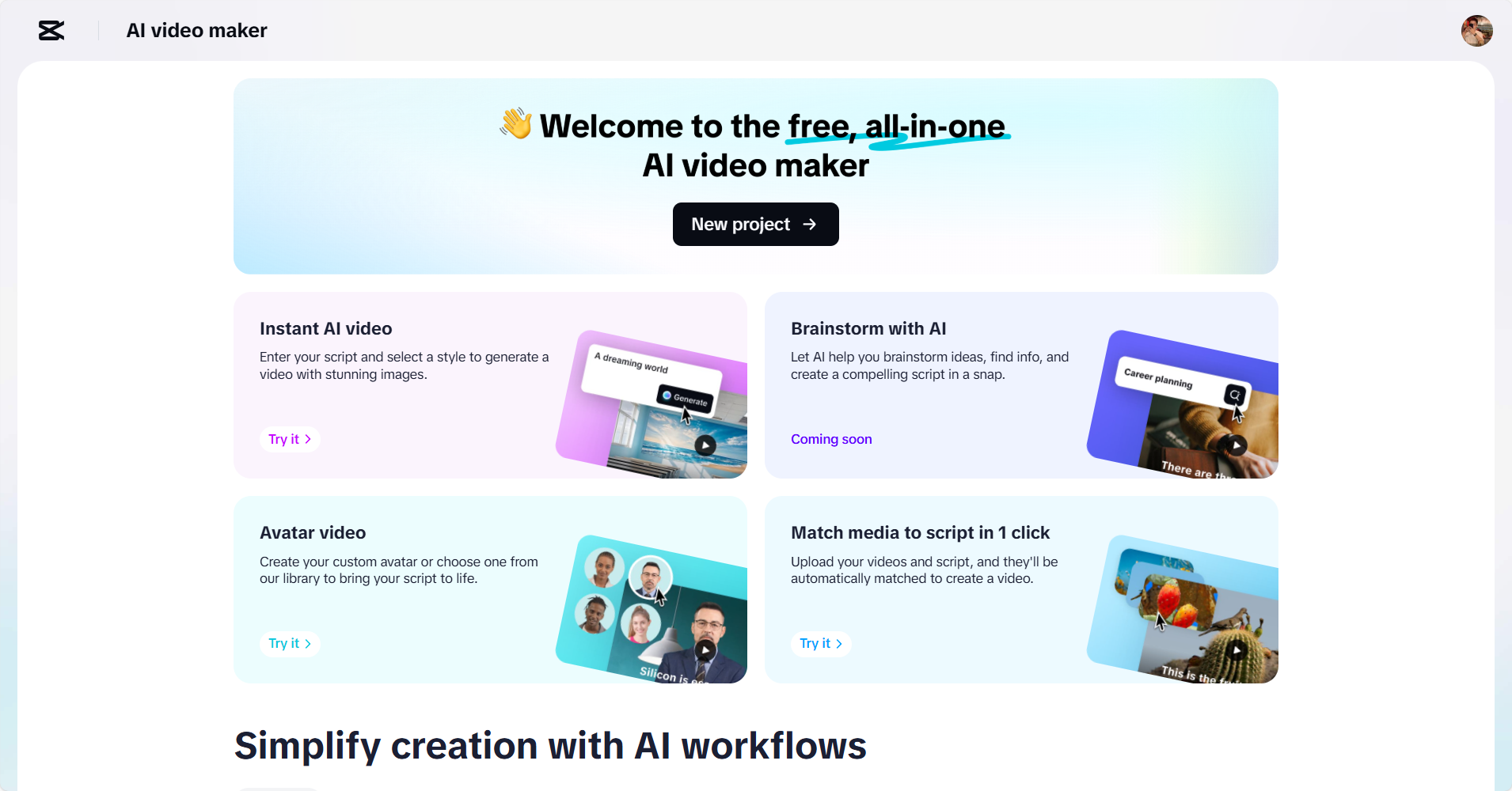 CapCut Web - Generator video AI terbaik