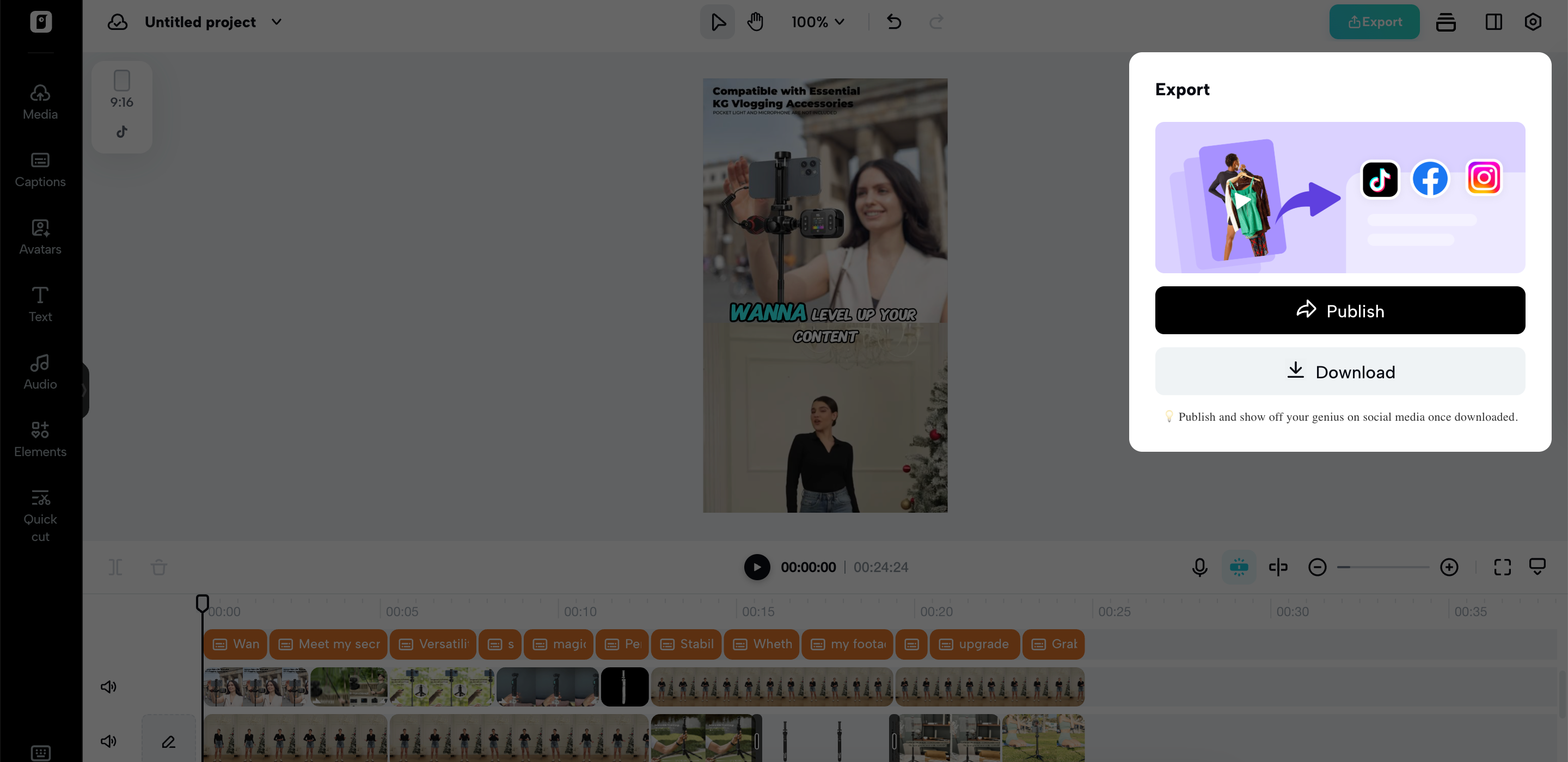 I-publish o i-download ang video na iyong ginawa.