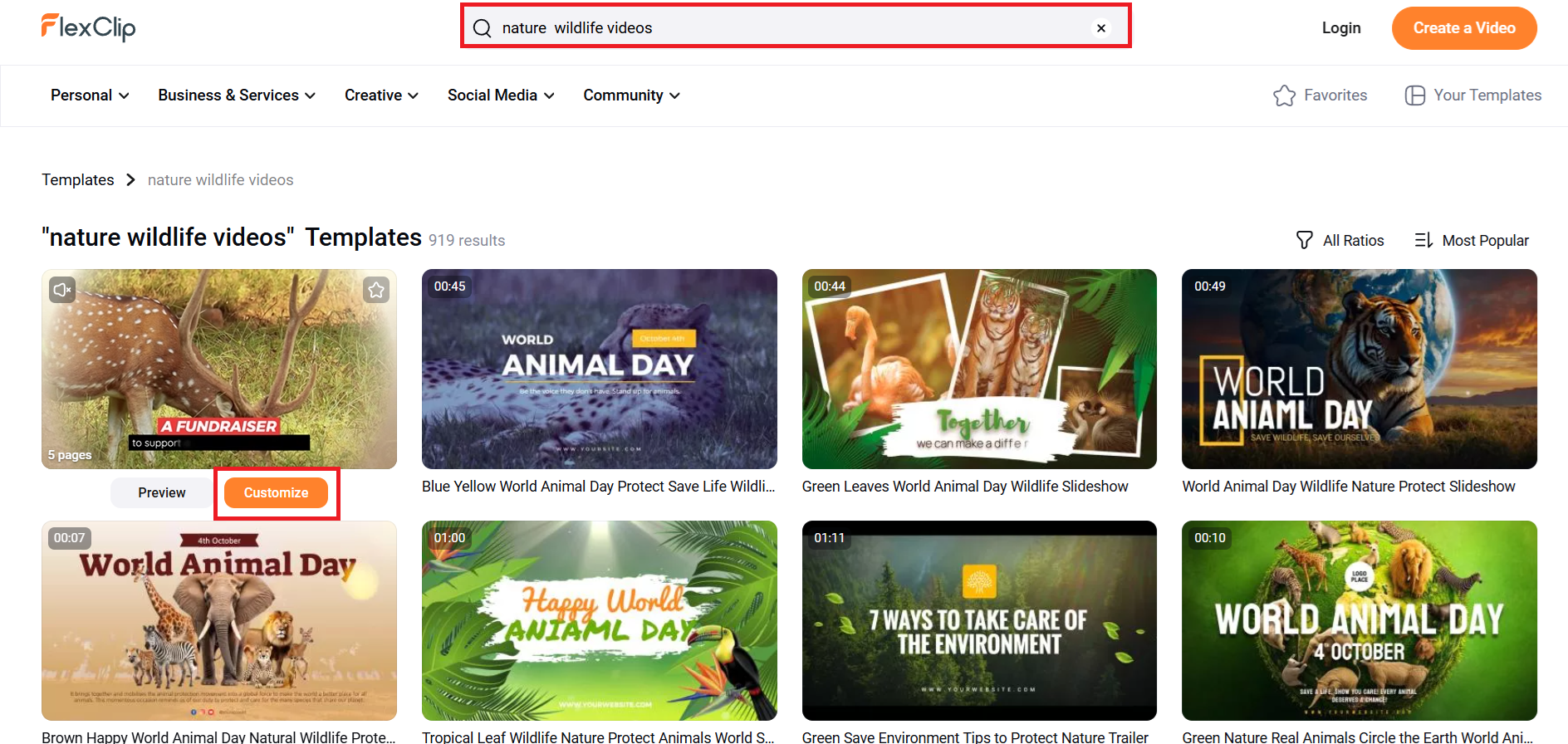 Search for suitable template